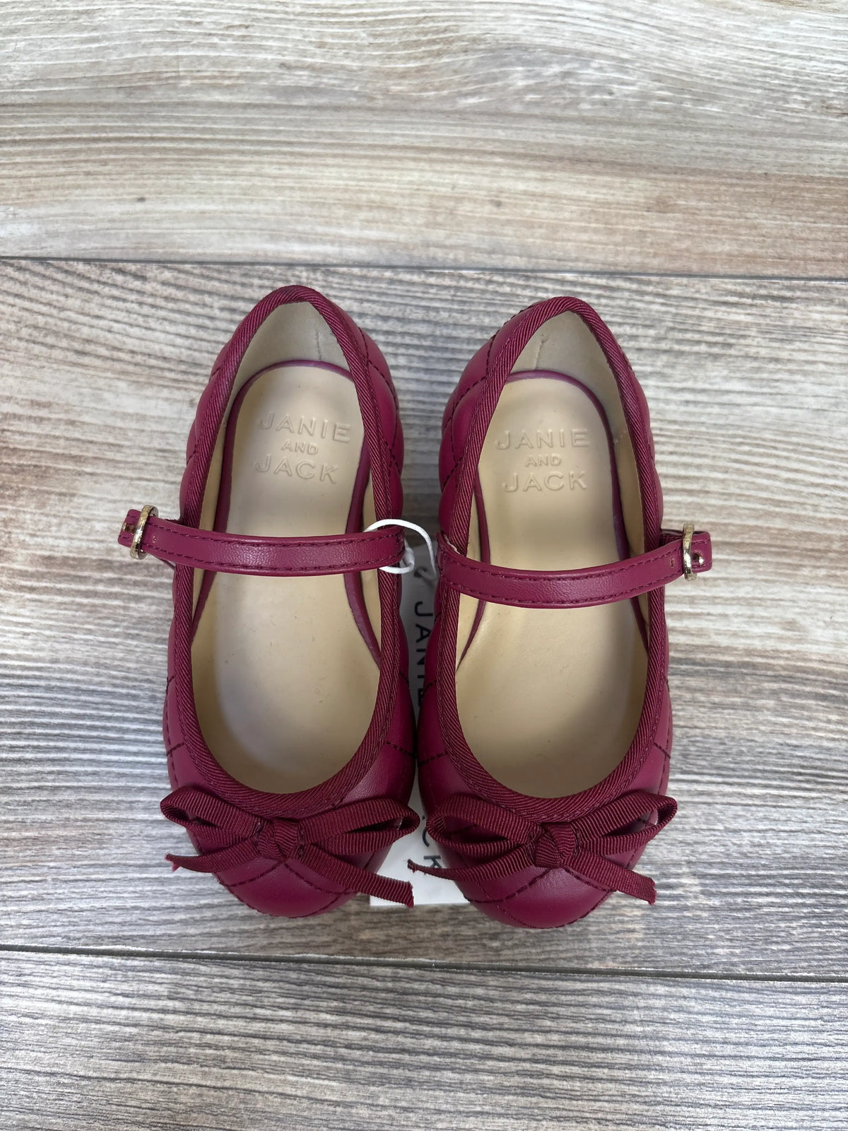 NEW Janie and Jack Quilted Mary Jane Flats Burgundy sz 6c