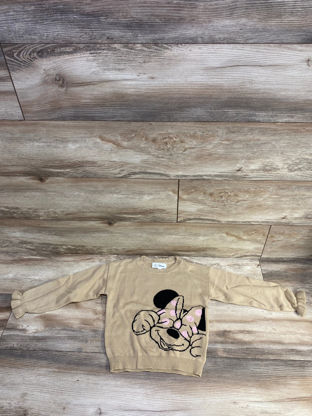 NEW Baby Gap Disney Minnie Mouse Ruffle Travertine Brown Sweater sz 5T