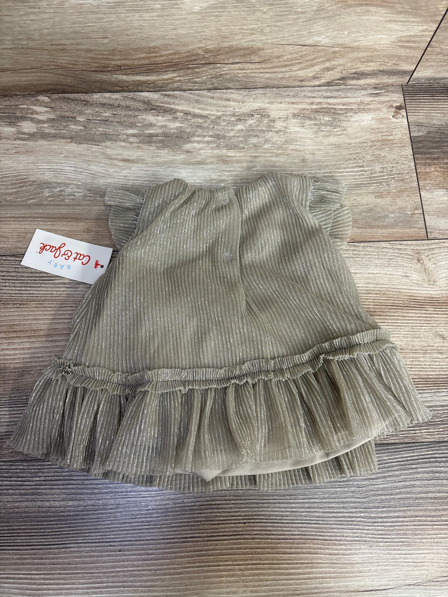 NEW Cat & Jack 2pc Metallic Dress & Bloomers Set Gold sz 0-3m