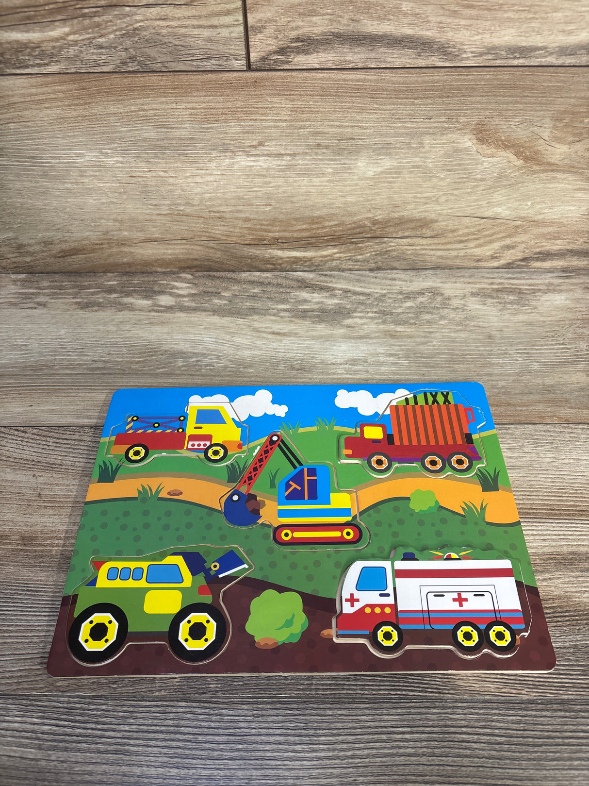 Greenbrier Real Wood Toys Vehicle Puzzle 5pc