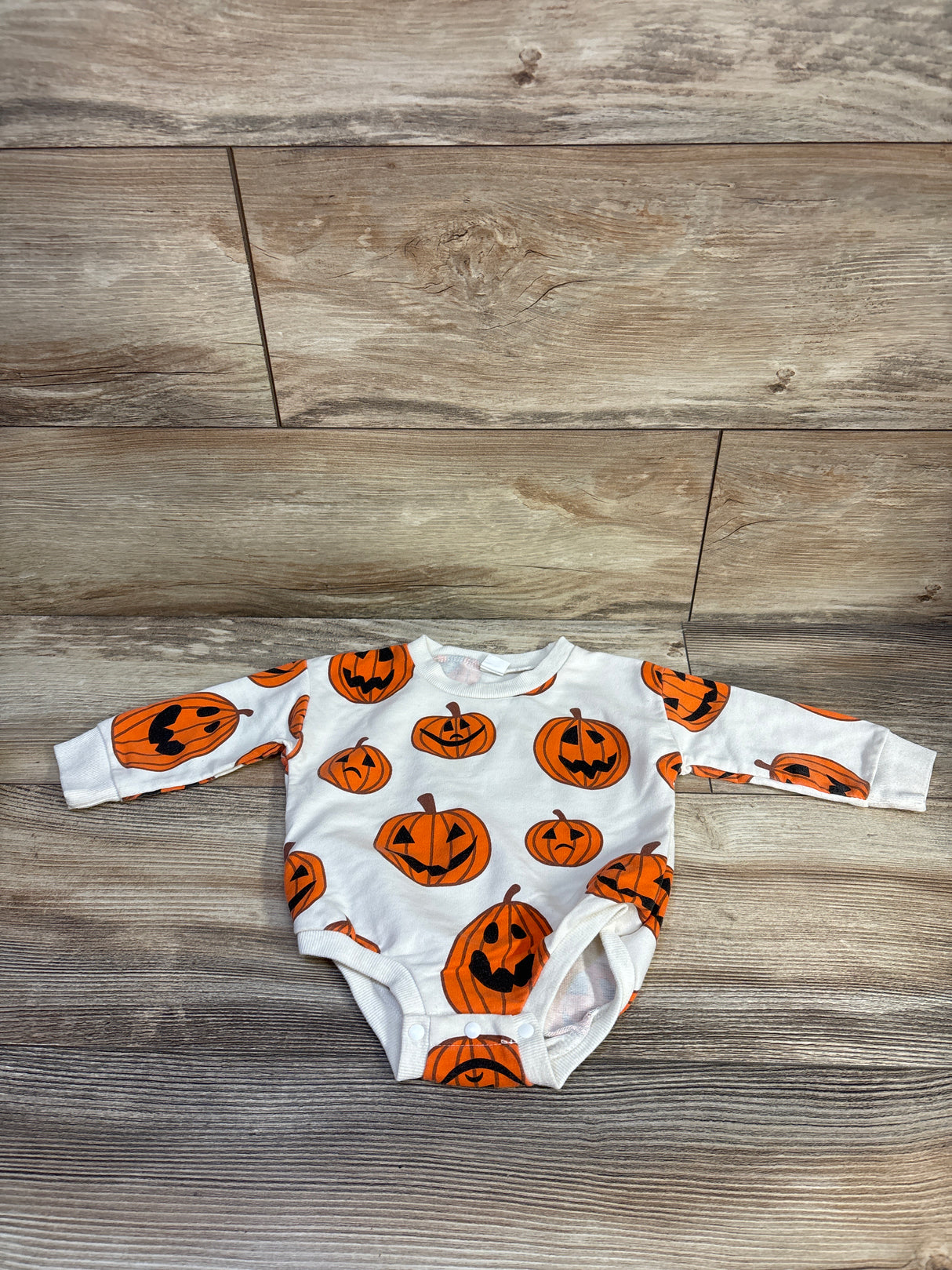 mgoYE Pumpkin Patch Sweatshirt Bubble Romper Cream sz 3-6m