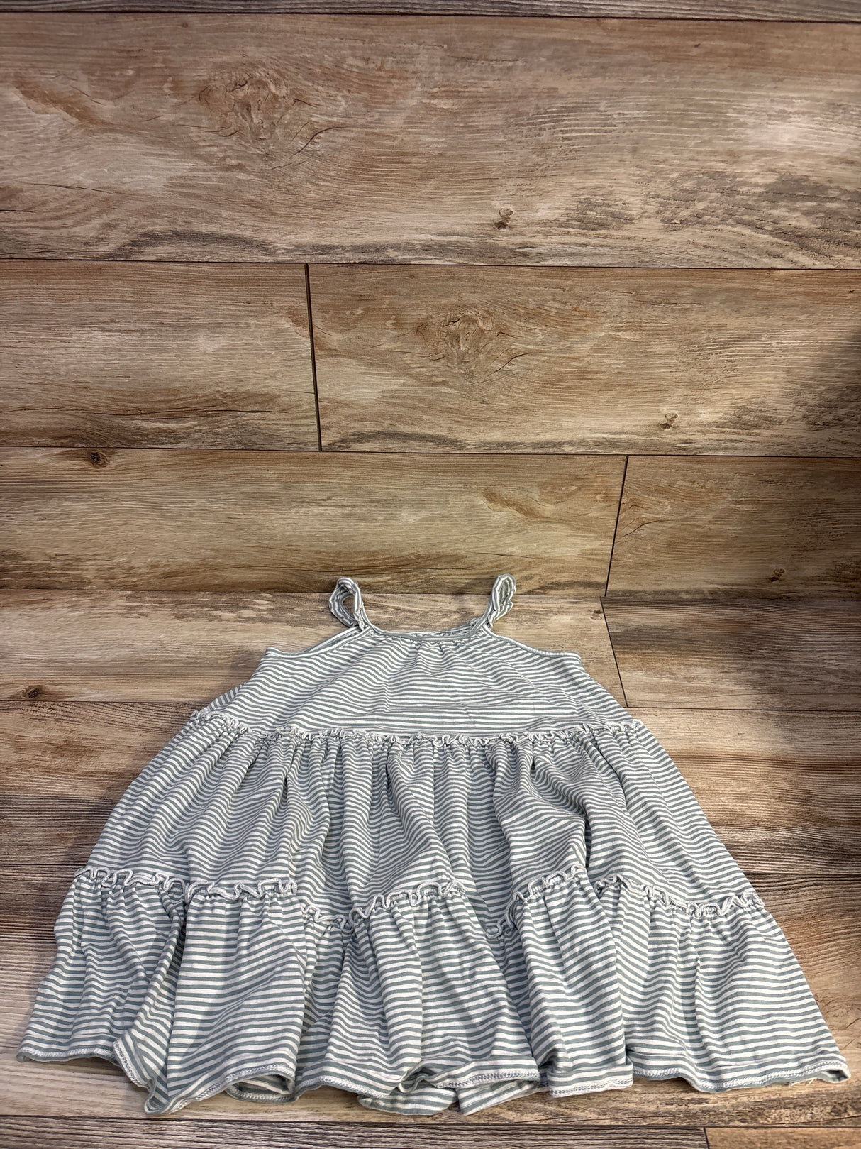 Easy Peasy Striped Tiered Dress Green sz 5T