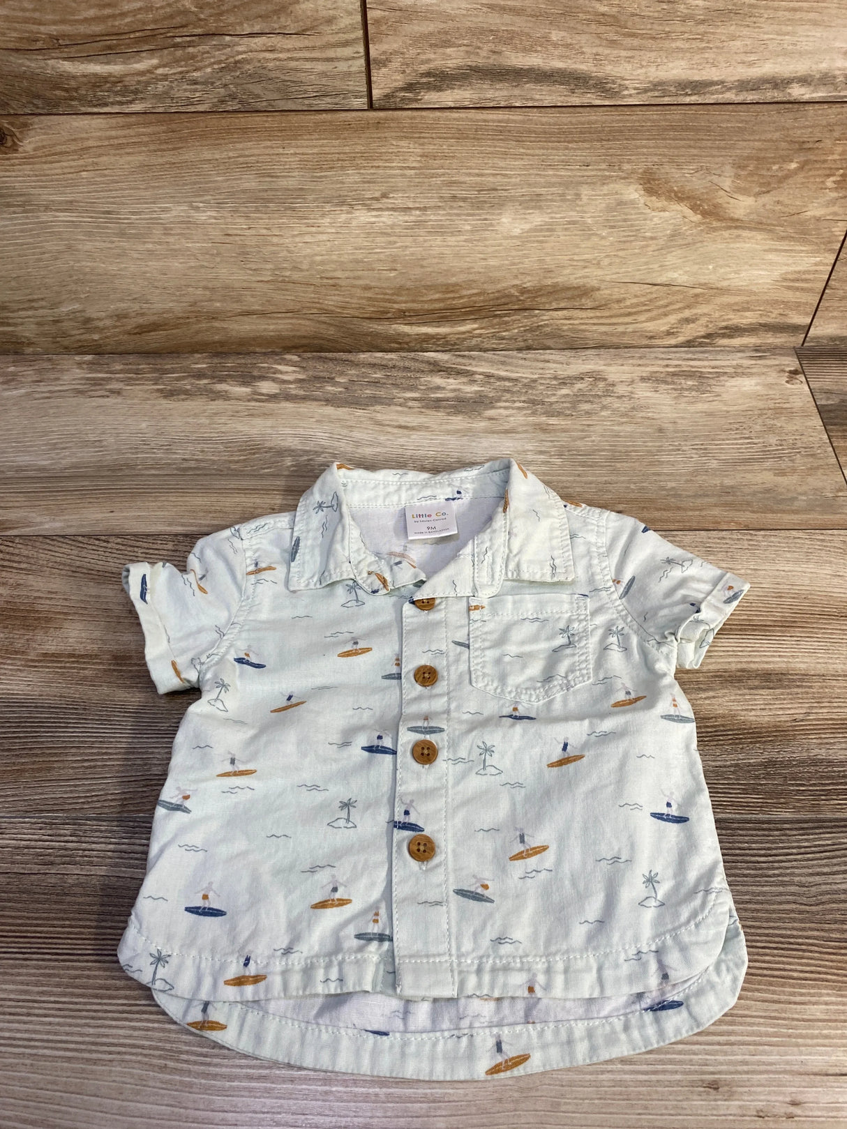 Little Co Button-Up Shirt Mint sz 9m