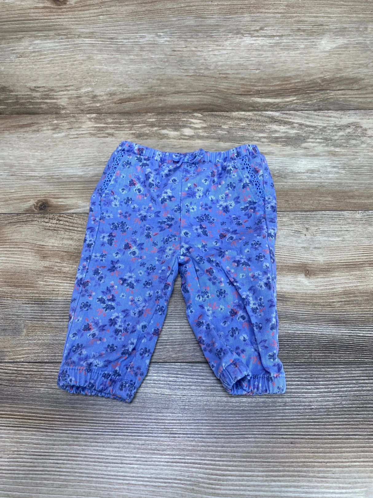 OshKosh Floral Pull-On Pants Blue sz 6m - Me n Mommy To Be