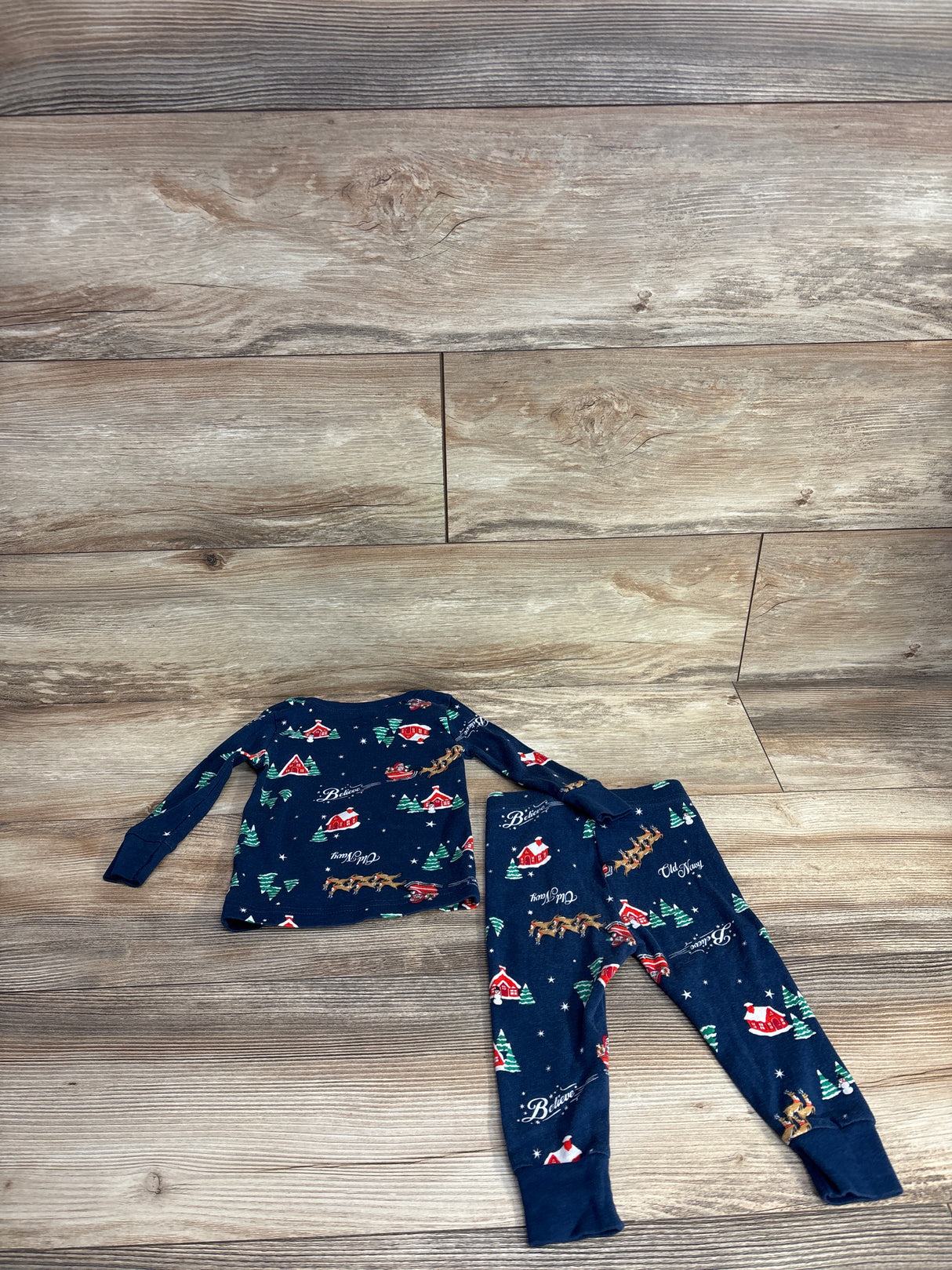 Old Navy 2pc Christmas Print Pajama Set Navy sz 12-18m