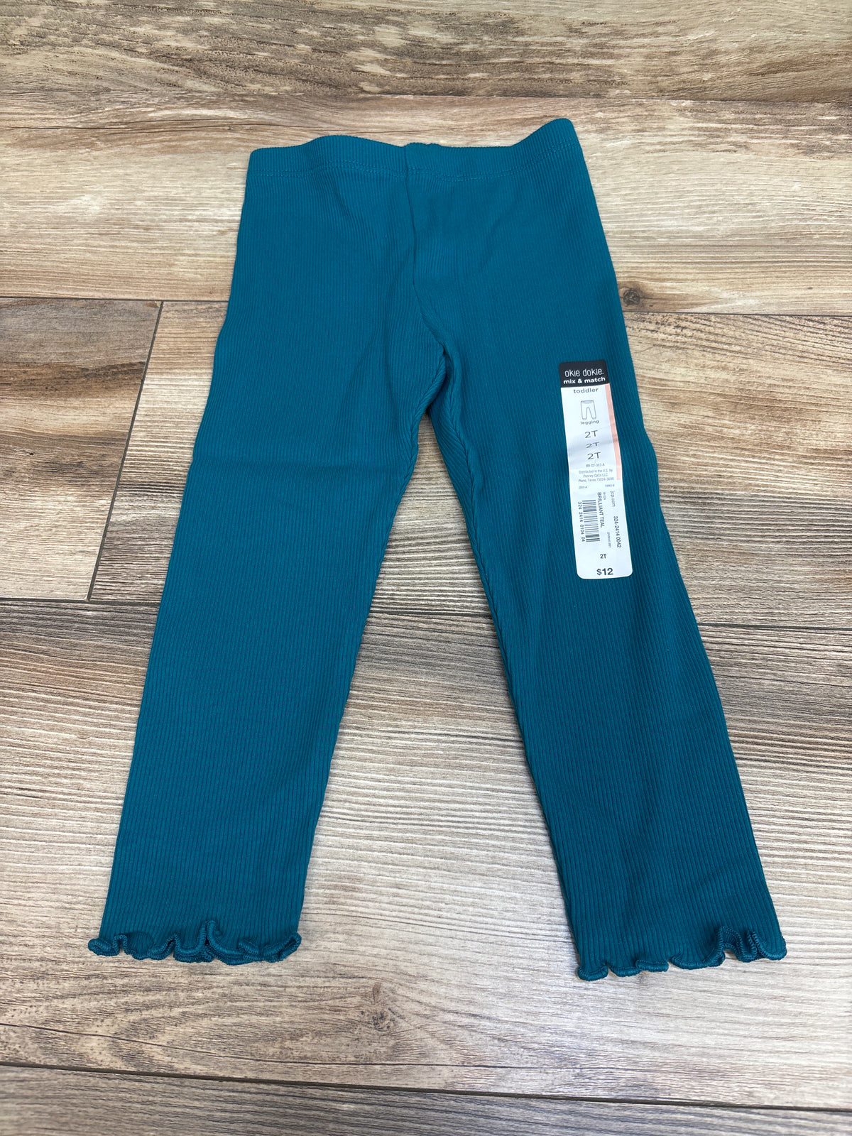 NEW Okie Dokie Ribbed Leggings Teal sz 2T