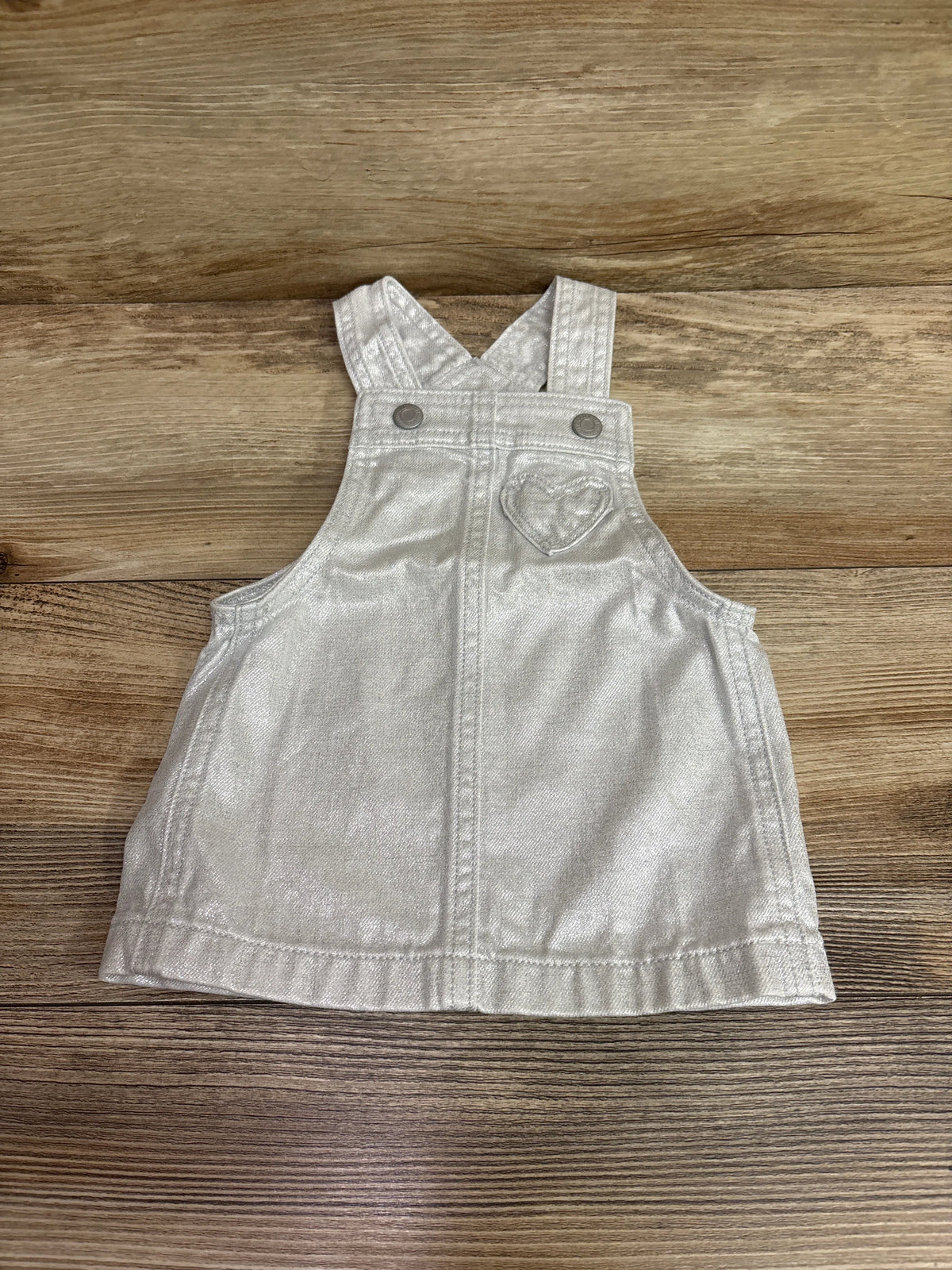 Old Navy Shiny Heart-Pocket Skirtall Silver sz 3-6m