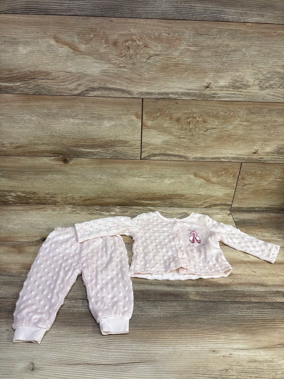 Le Top Bebe 2pc Minky Dot Button-Up Shirt & Pants Set Pink sz 3-6m