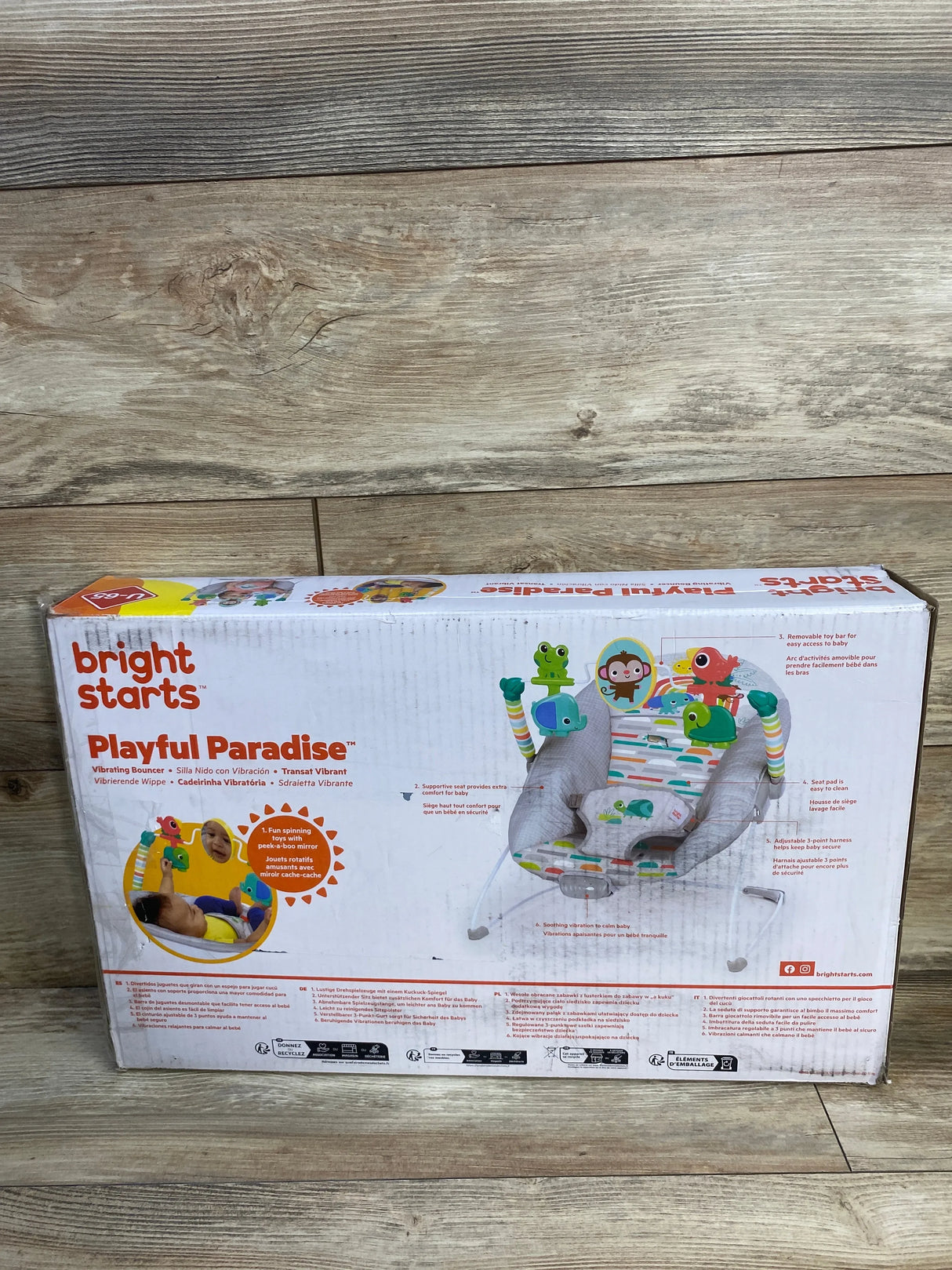 NEW Bright Starts Playful Paradise Vibrating Baby Bouncer