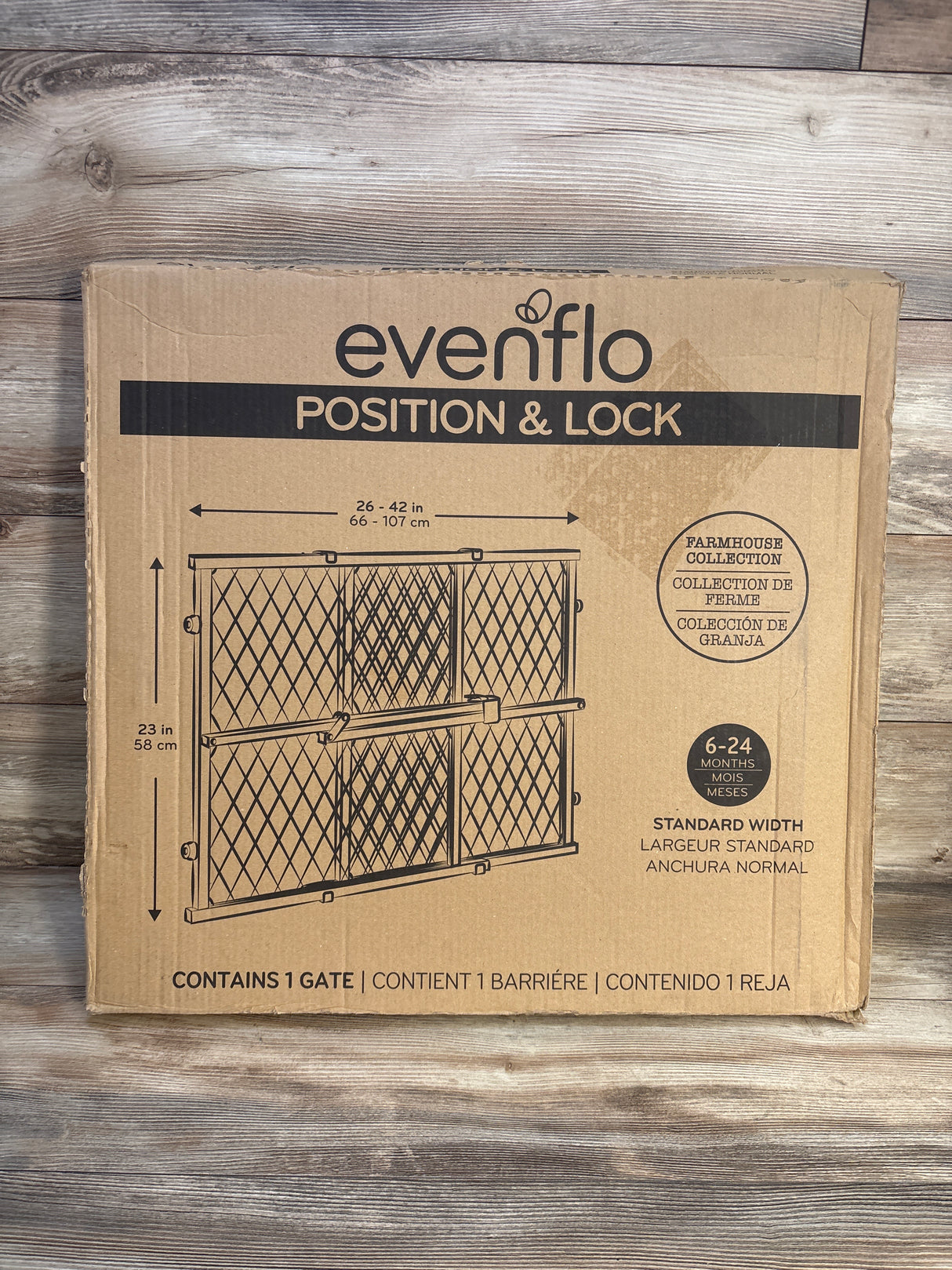 NEW Evenflo Position & Lock Doorway Gate Farmhouse Collection 26-42''