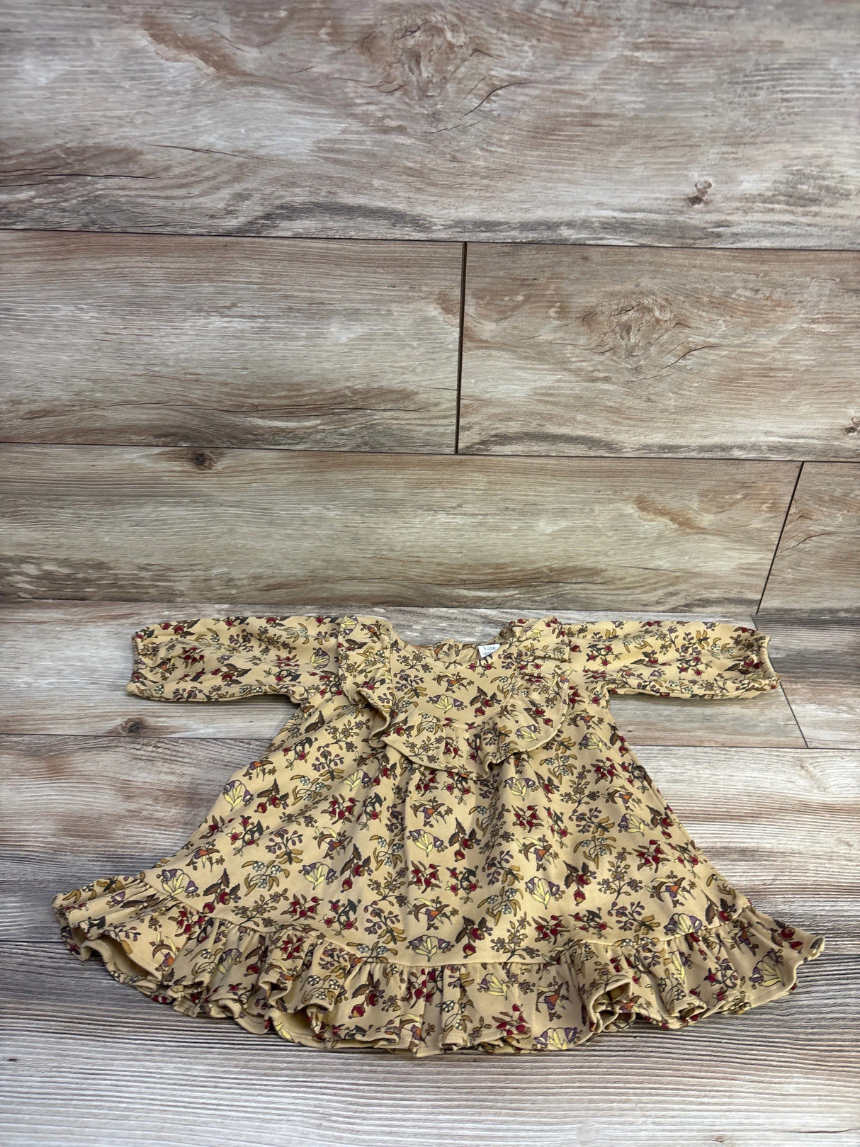 Kate Quinn Long Sleeve Ruffle Dress Yellow sz 6-12m