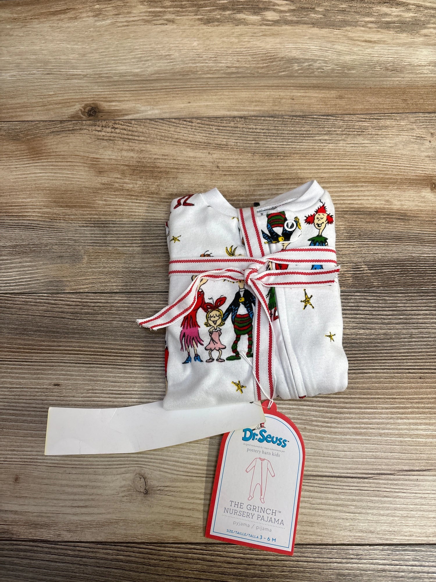 NEW Pottery Barn Kids Dr. Seuss's The Grinch Baby Pajama Sleeper White sz 3-6m