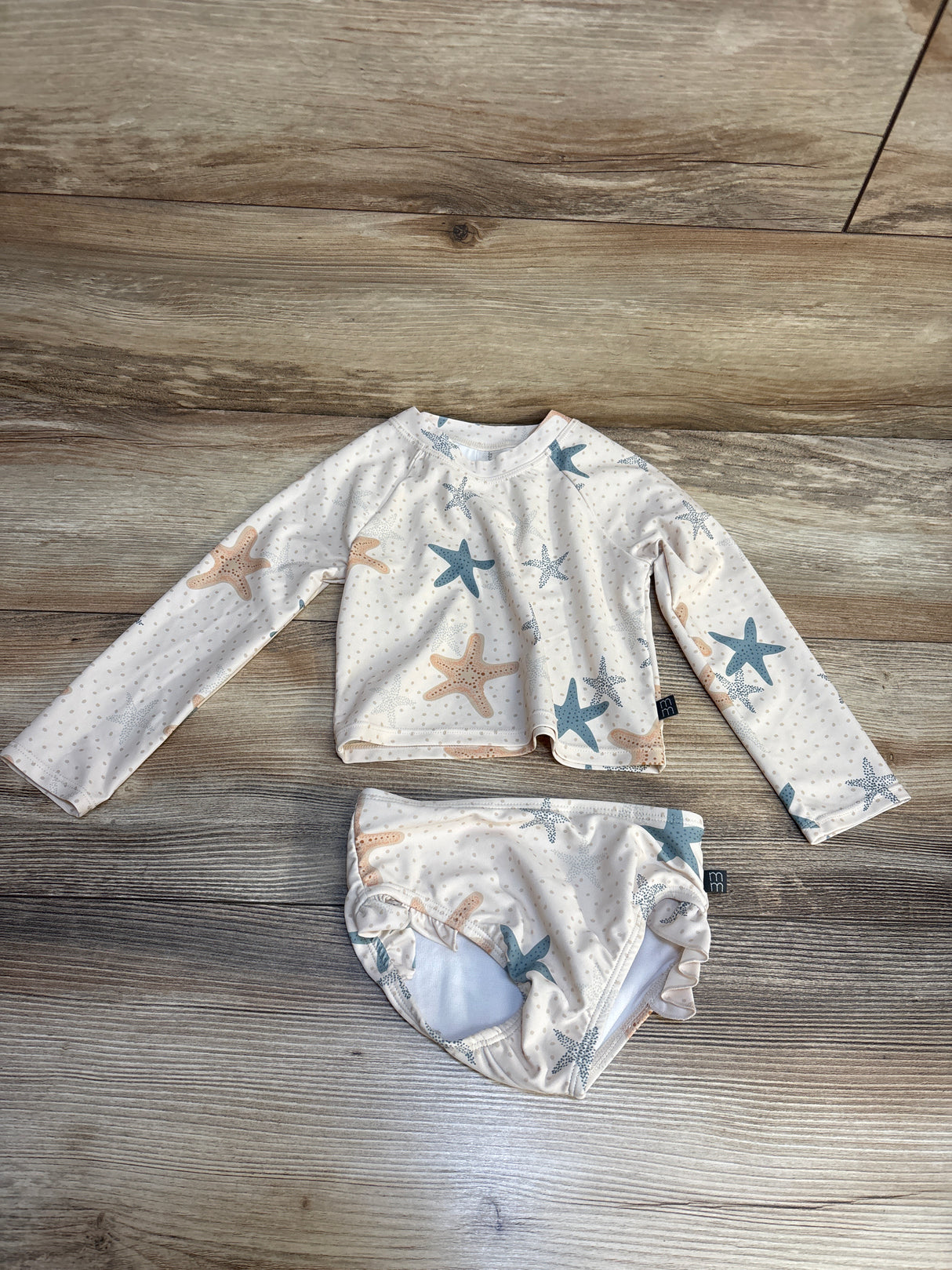 Modern Moments 2pc Starfish Rashgaurd Cream sz 2T