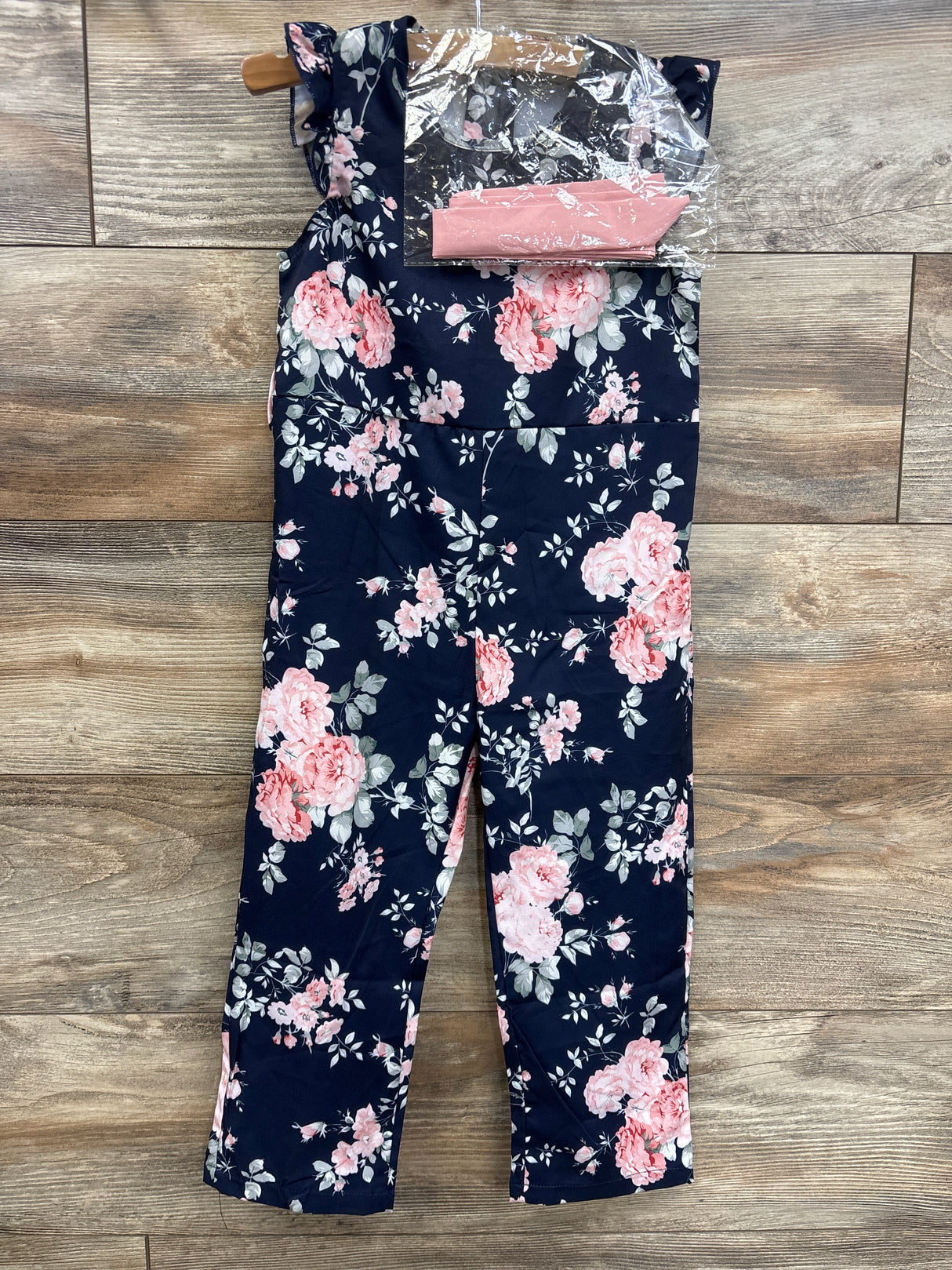 2pc Floral Jumpsuit & Headpiece Set Navy sz 2T