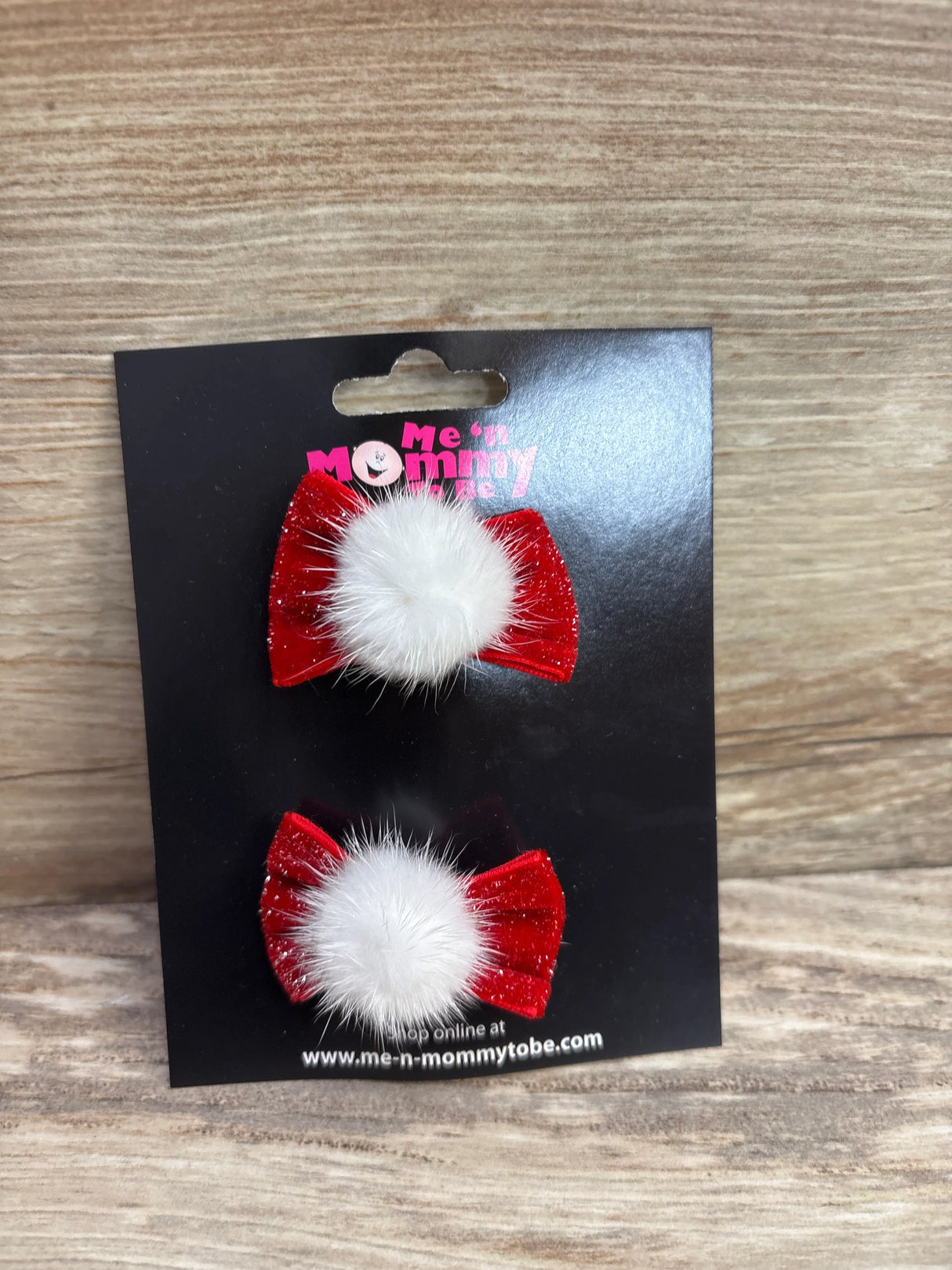 NEW Pom-Pom Velvet Hair Bows 2pk