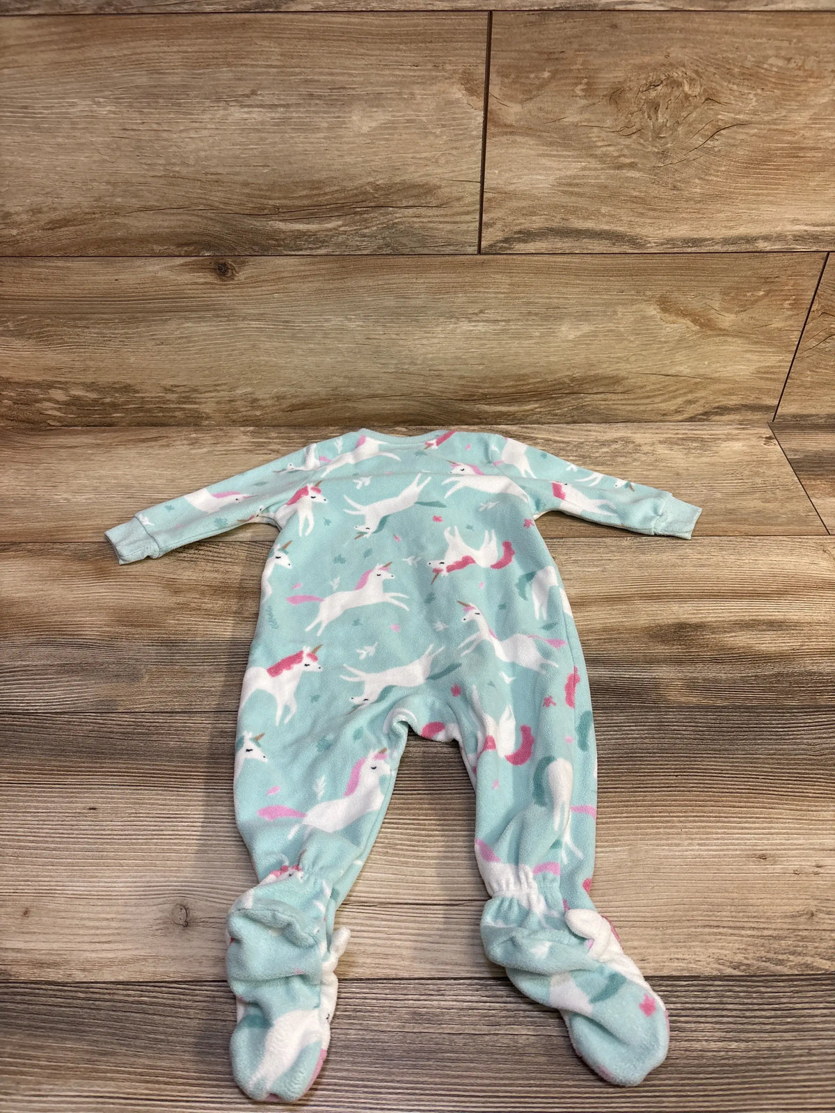 Light blue Carter's unicorn print plush baby blanket sleeper for infants size 6m