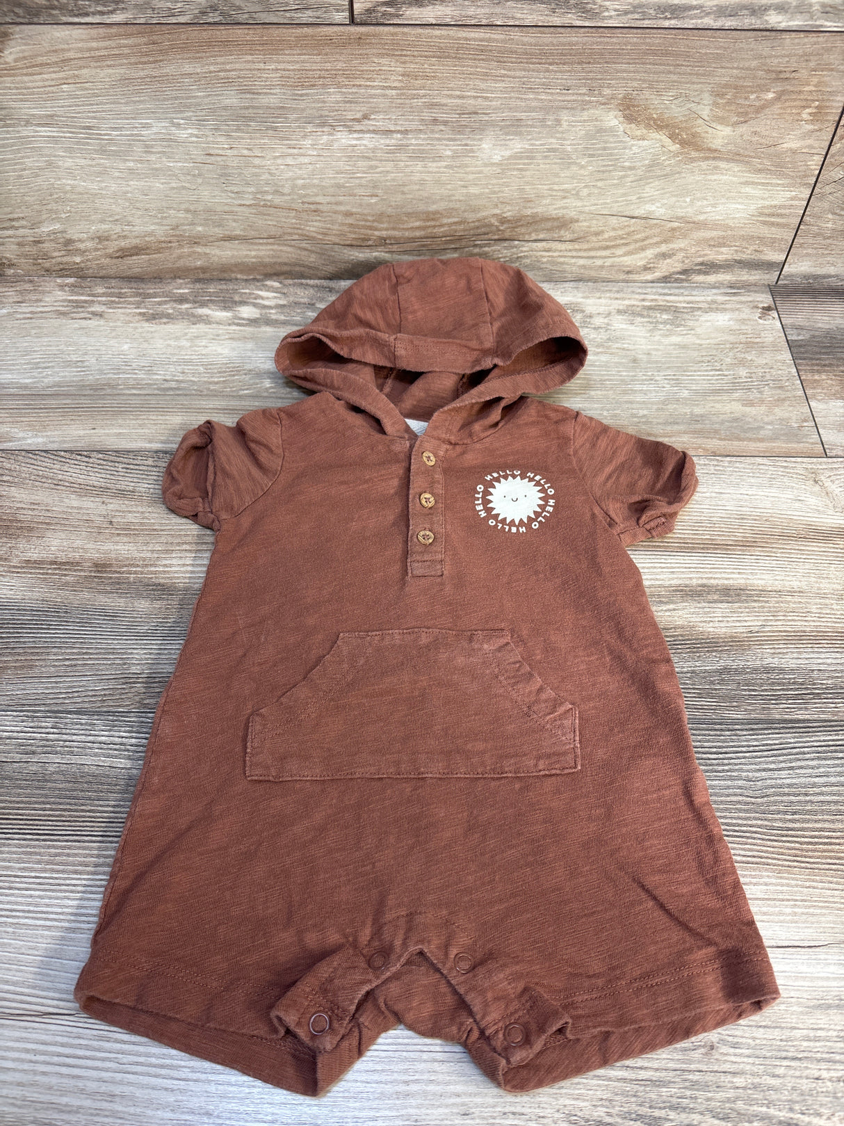 Carter's Hooded Hello Shortie Romper Brown sz 6m