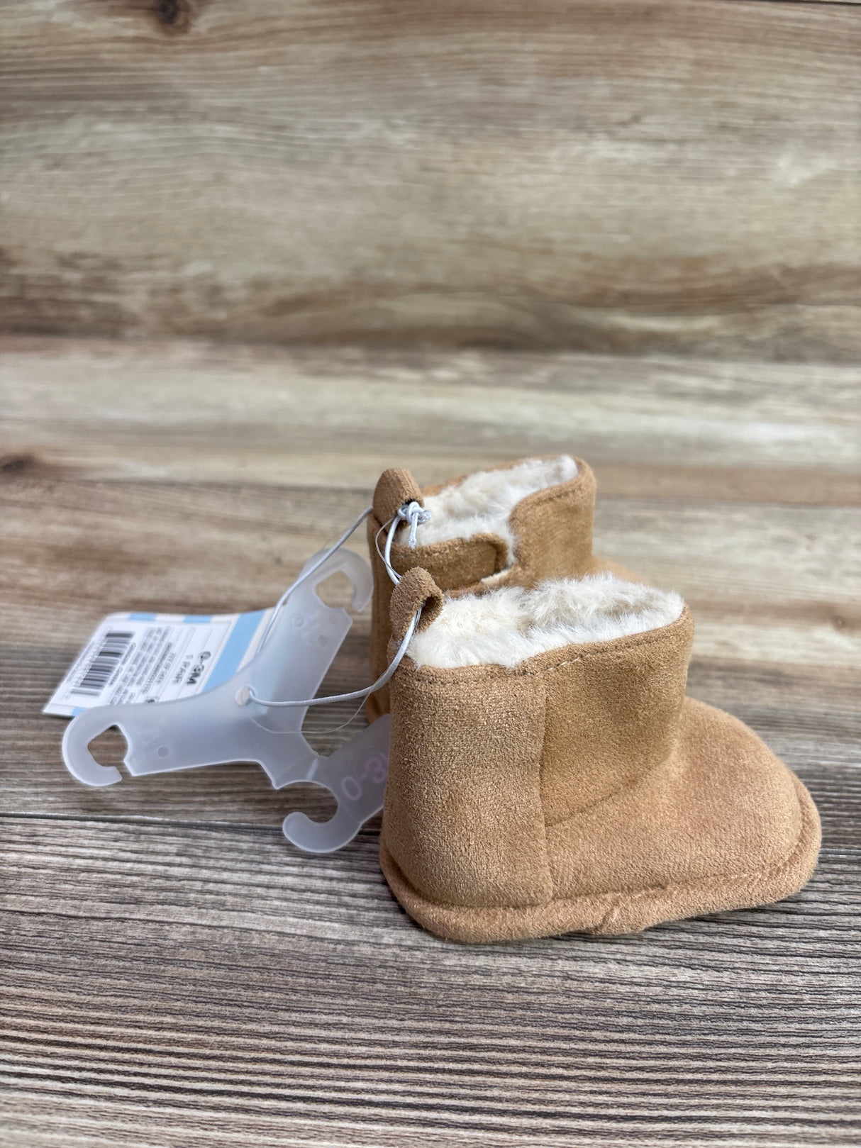 NEW Cat & Jack Faux-Fur Suede Booties Tan sz 1/2c (0-3m)