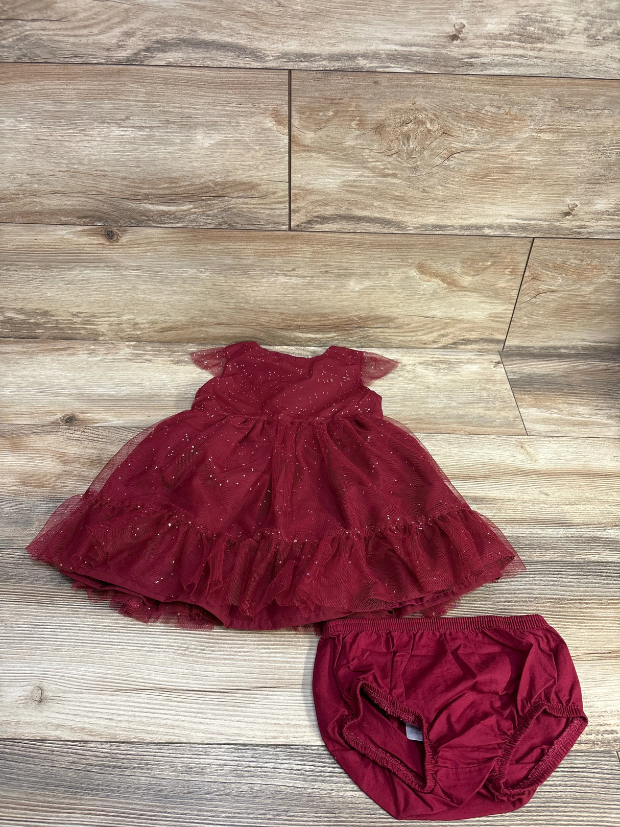 Just One You 2pc Glitter Tulle Dress Burgundy sz 18m - Me n Mommy To Be