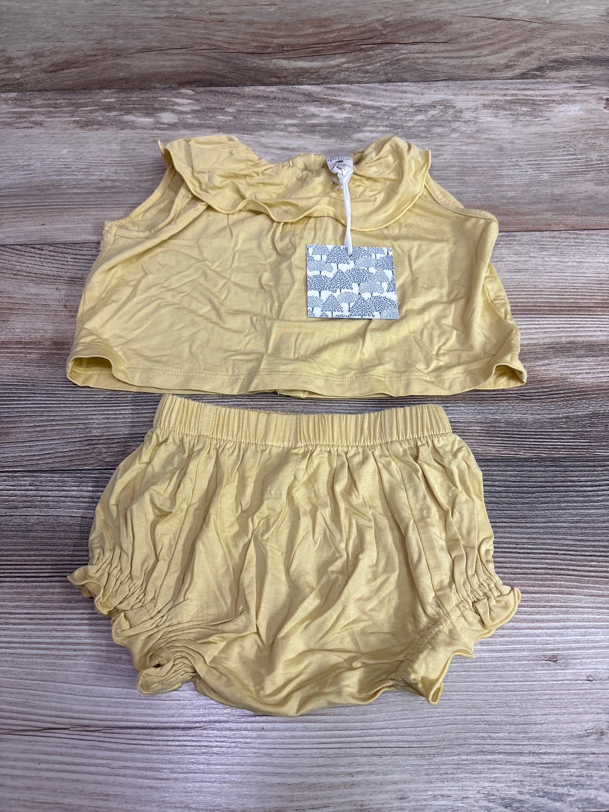NEW Kate Quinn 2pc Bamboo Button-Front Shirt & Shorts Set Yellow sz 6-12m