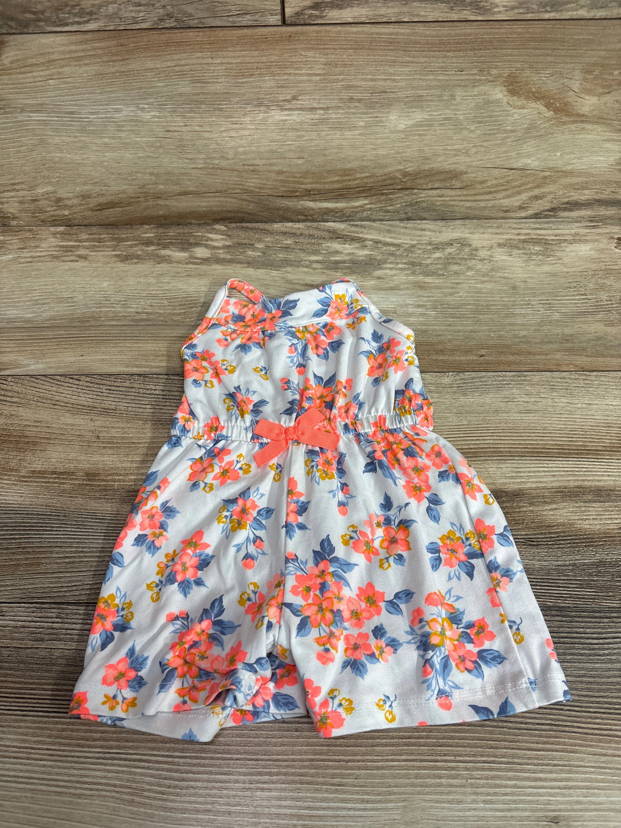 Little Lass Floral Sleeveless Shortie Romper White sz 3/6m