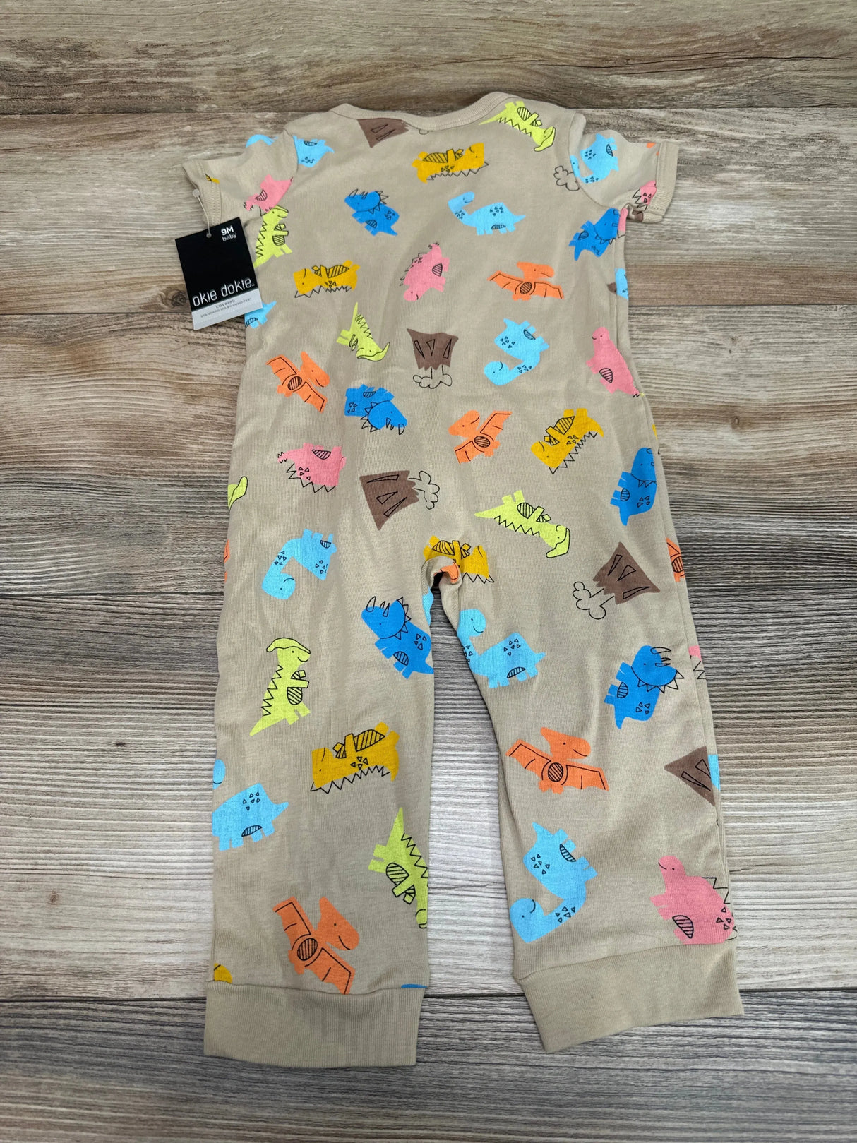 NEW Okie Dokie Beige Dino Romper sz 9m - Me n Mommy To Be