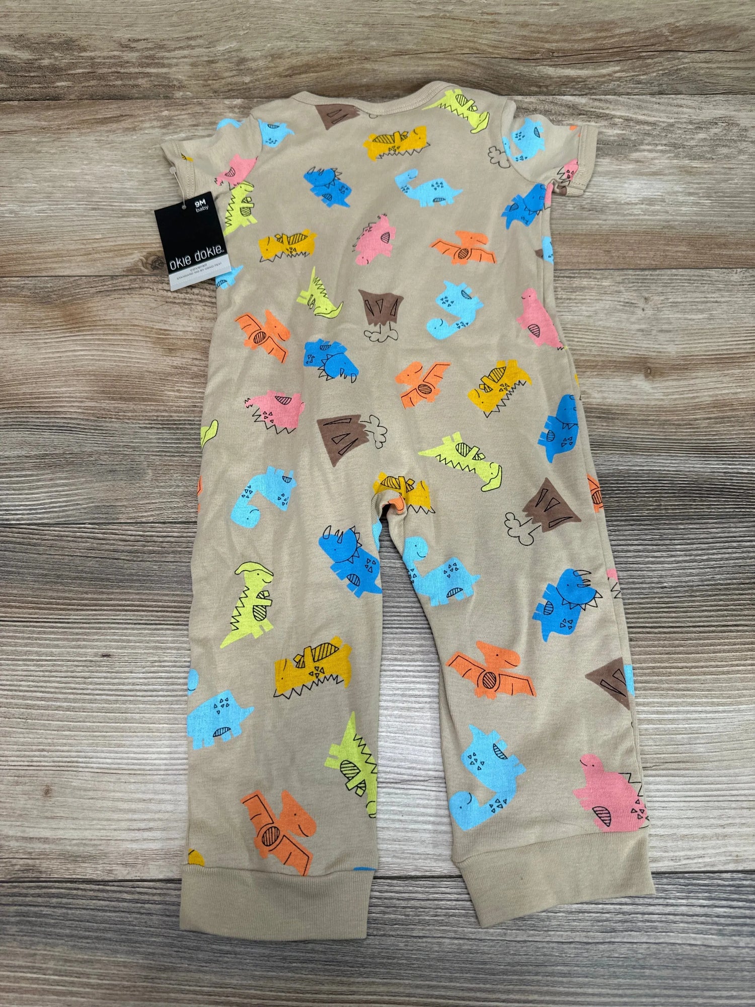 NEW Okie Dokie Beige Dino Romper sz 9m - Me n Mommy To Be