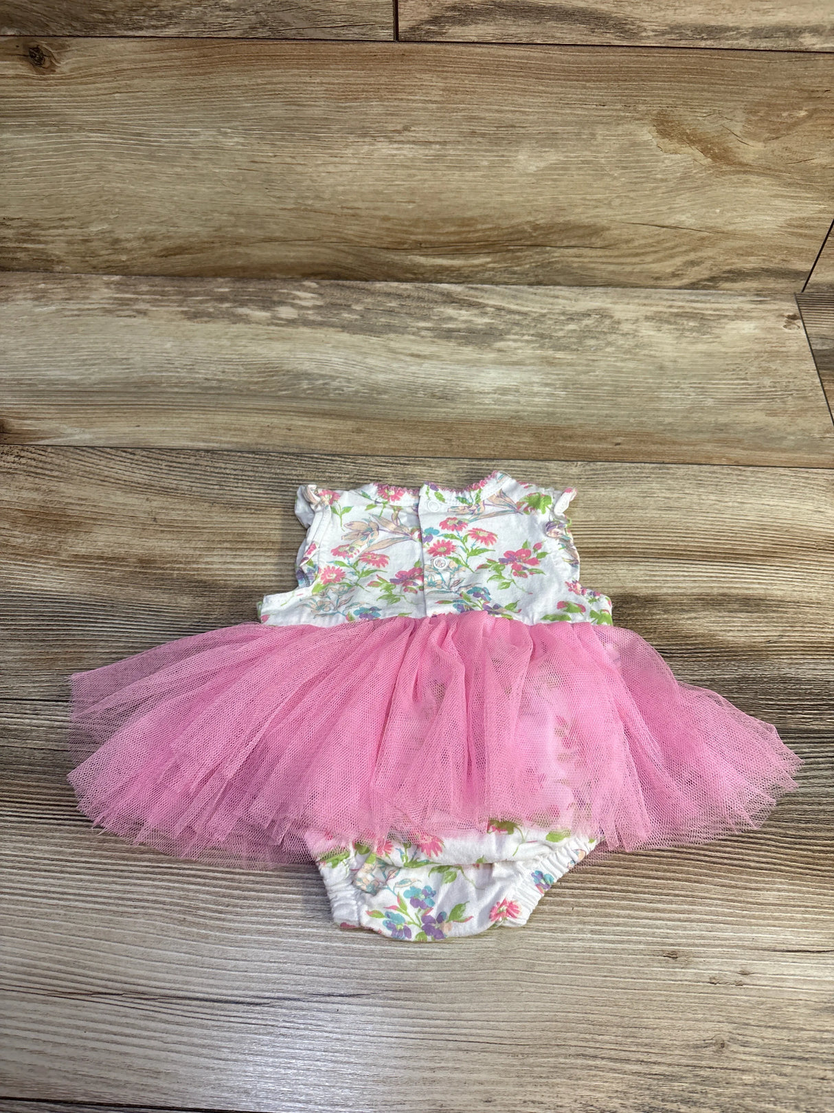 Catherine Malandrino Floral Sleeveless Tulle Bodysuit Dress White sz 0/3m