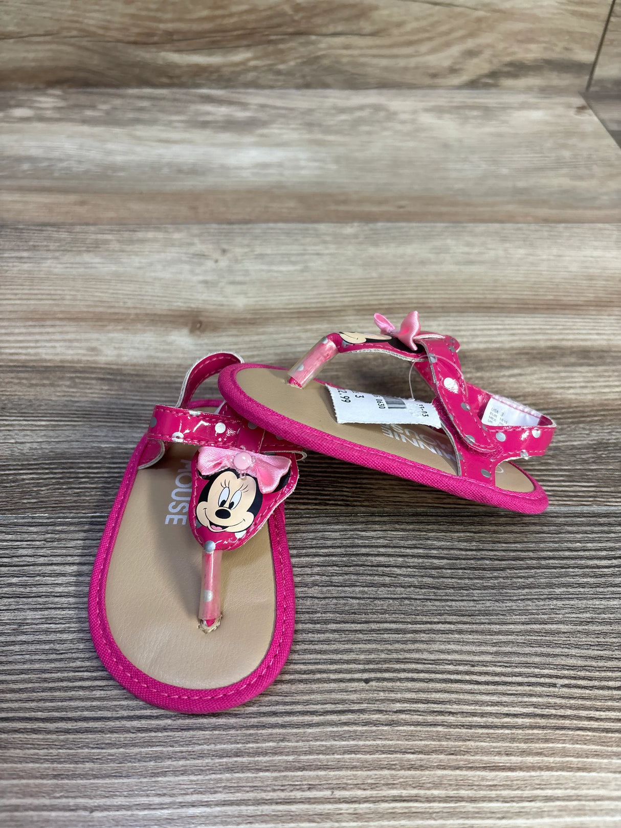 Disney Dotted Bow Minnie Mouse Sandals Pink sz 3c