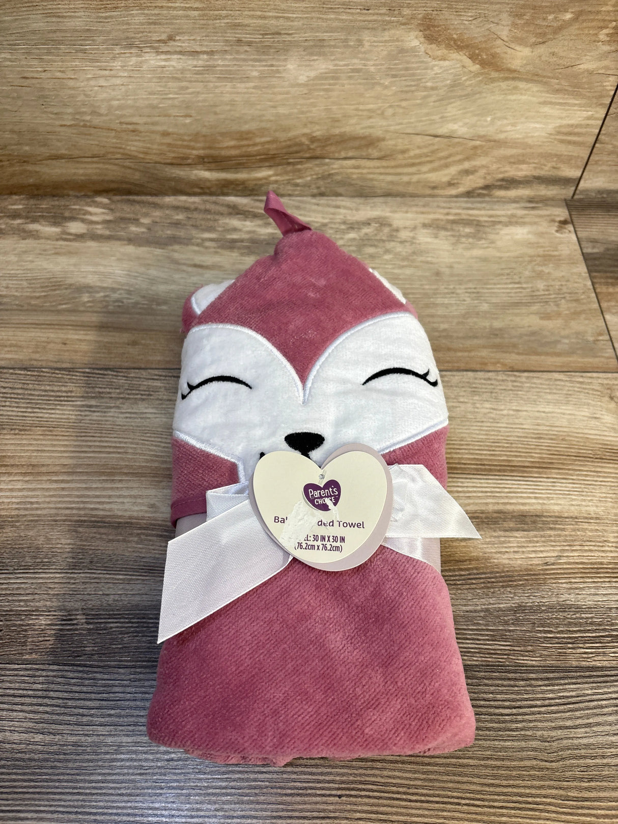 NEW Parent's Choice Bath Hooded Towel Pink Fox