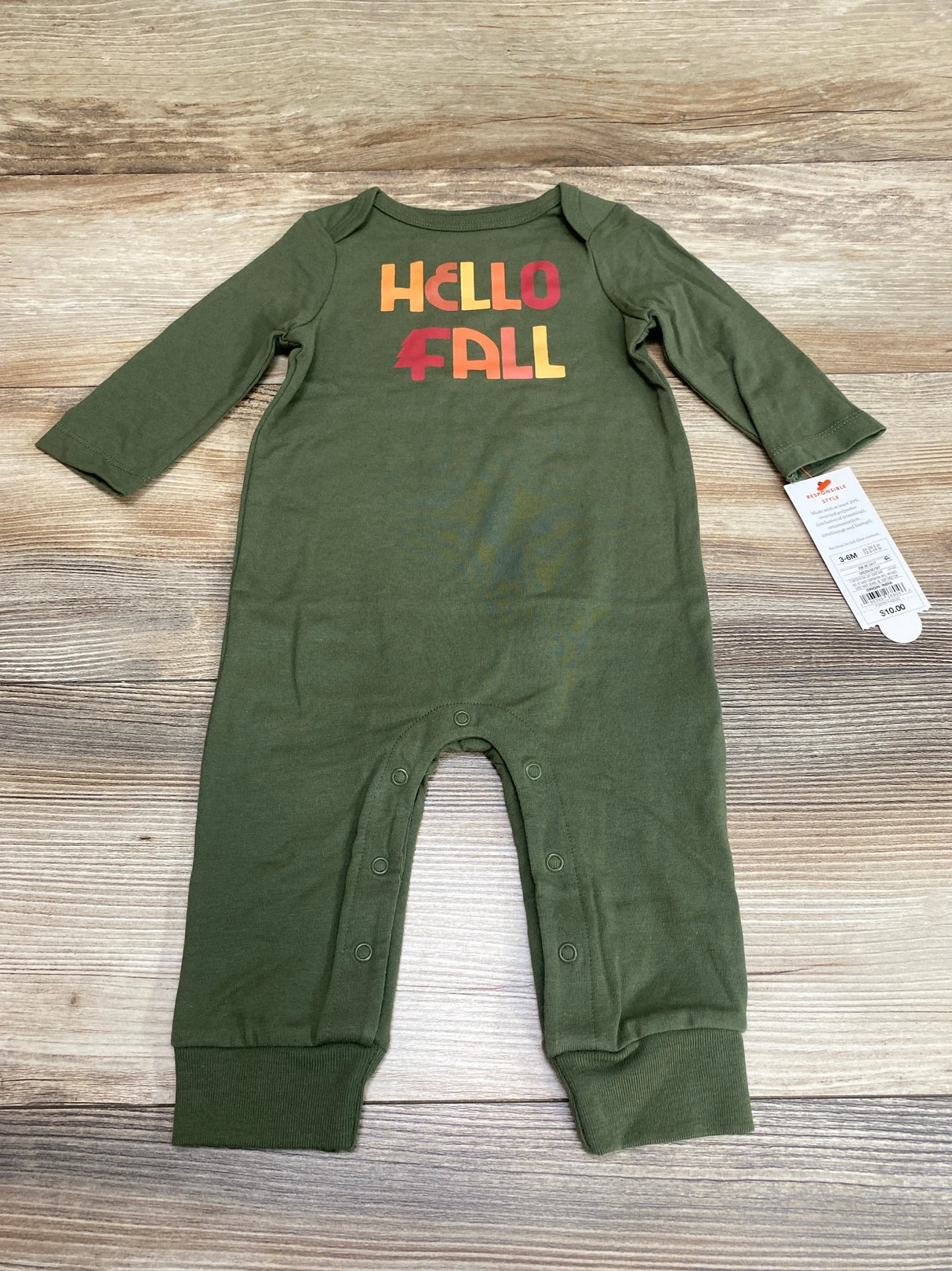 NEW Cat & Jack Hello Fall Coverall Green sz 3-6m - Me n Mommy To Be