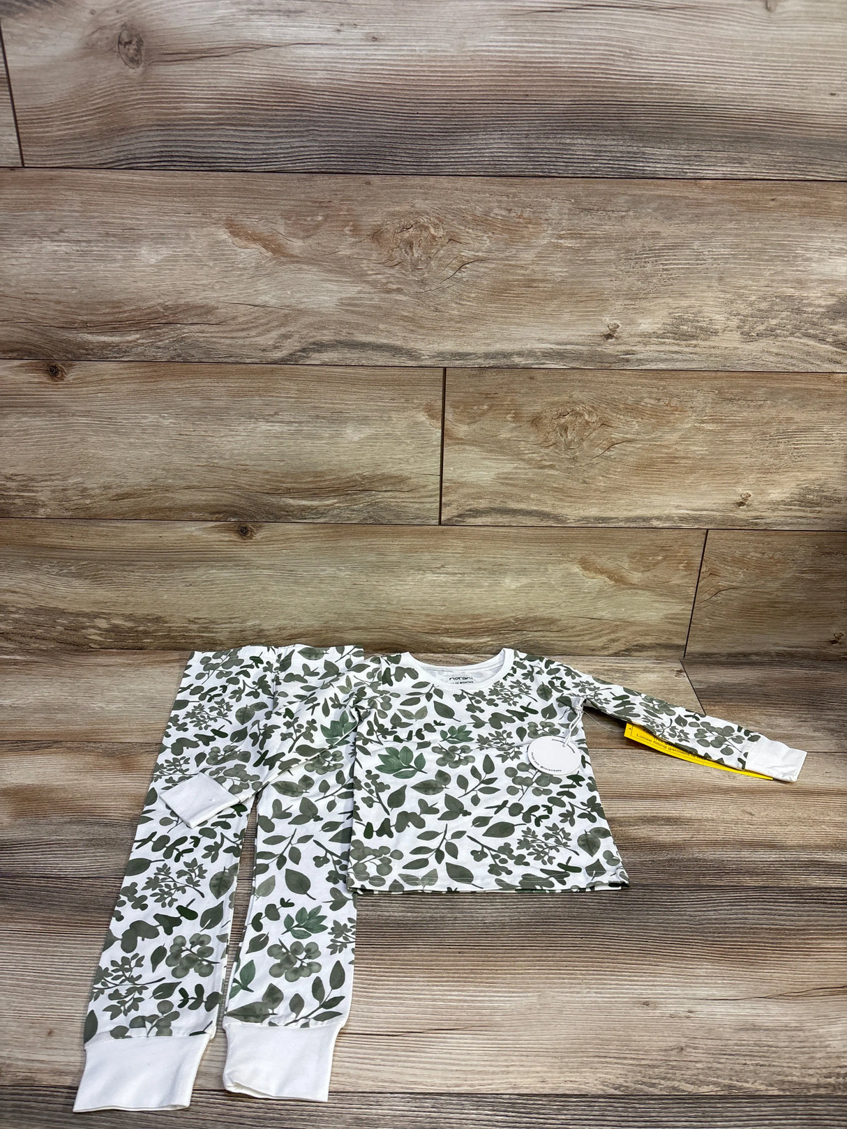 NEW Norani Baby 2pc Organic Pajama Set in Green Leaves White sz 12-24m
