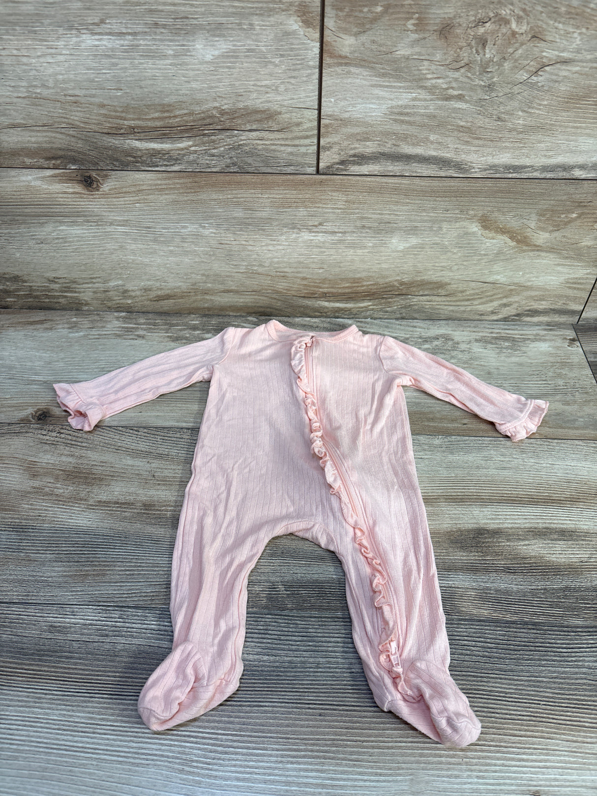 Little Me Ruffled Ribbed Sleeper Pink sz 3m