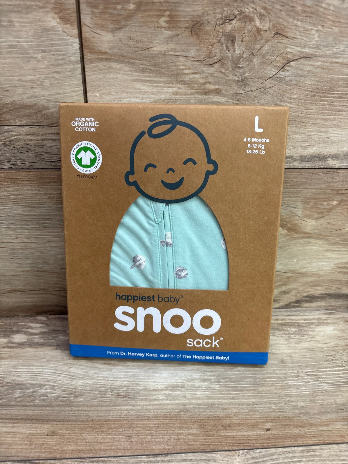 New Happiest Baby SNOO Sleep Sack in teal with planet print, size 4-6 months