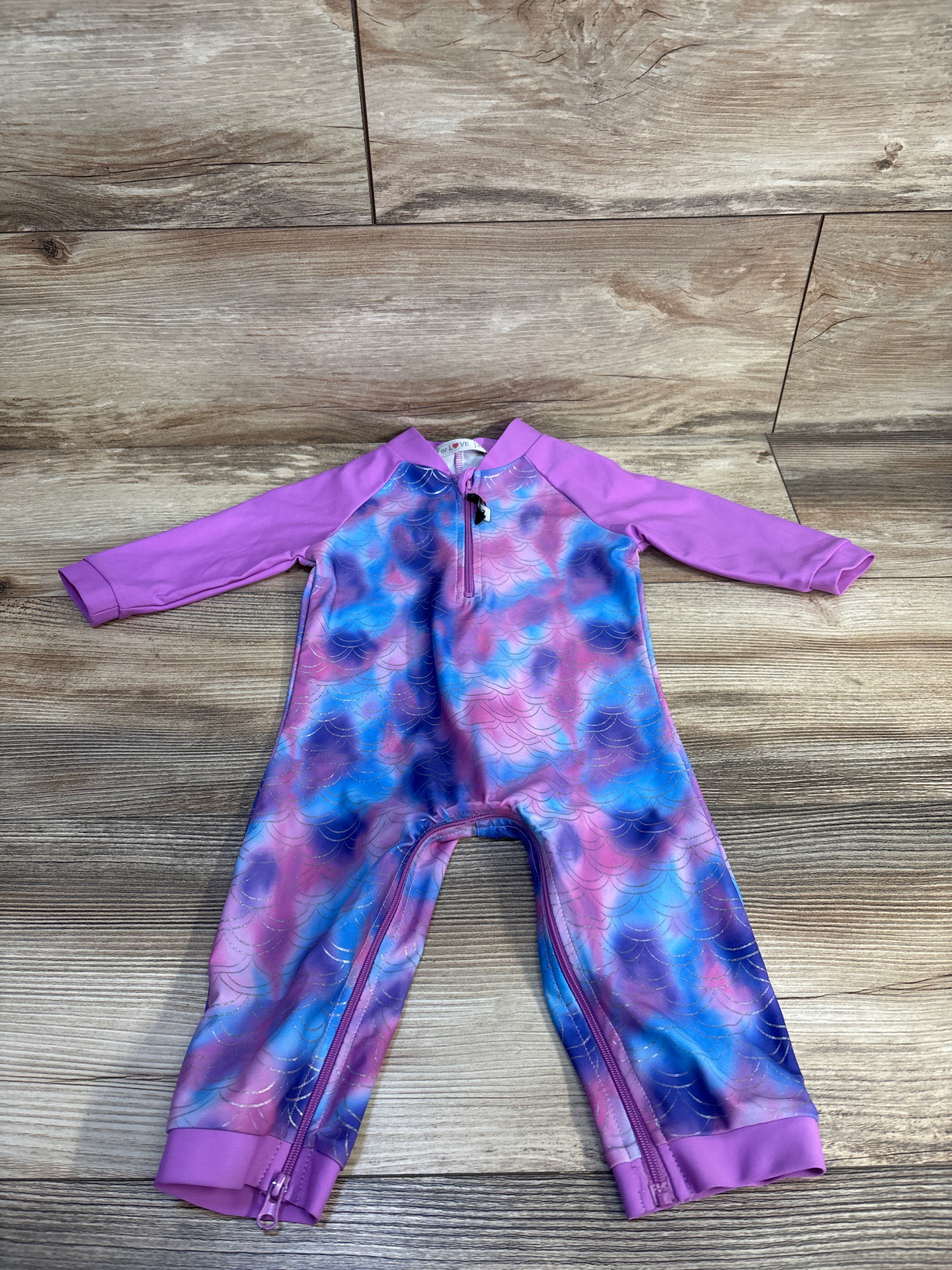 For Love Mermaid Rashguard Swimsuit Purple sz 6-12m