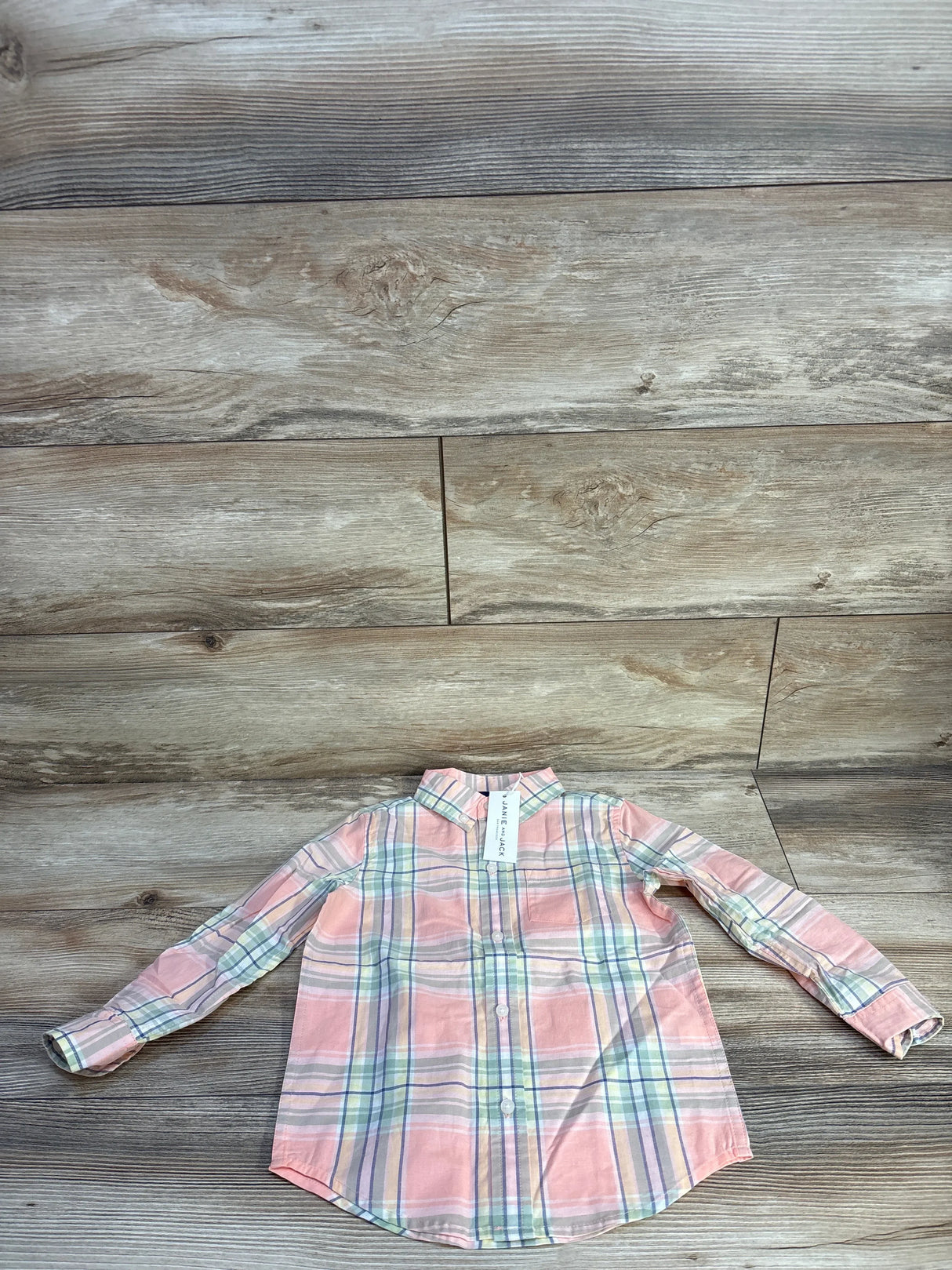 NEW Janie & Jack Plaid Button-Down Shirt Pink sz 3T
