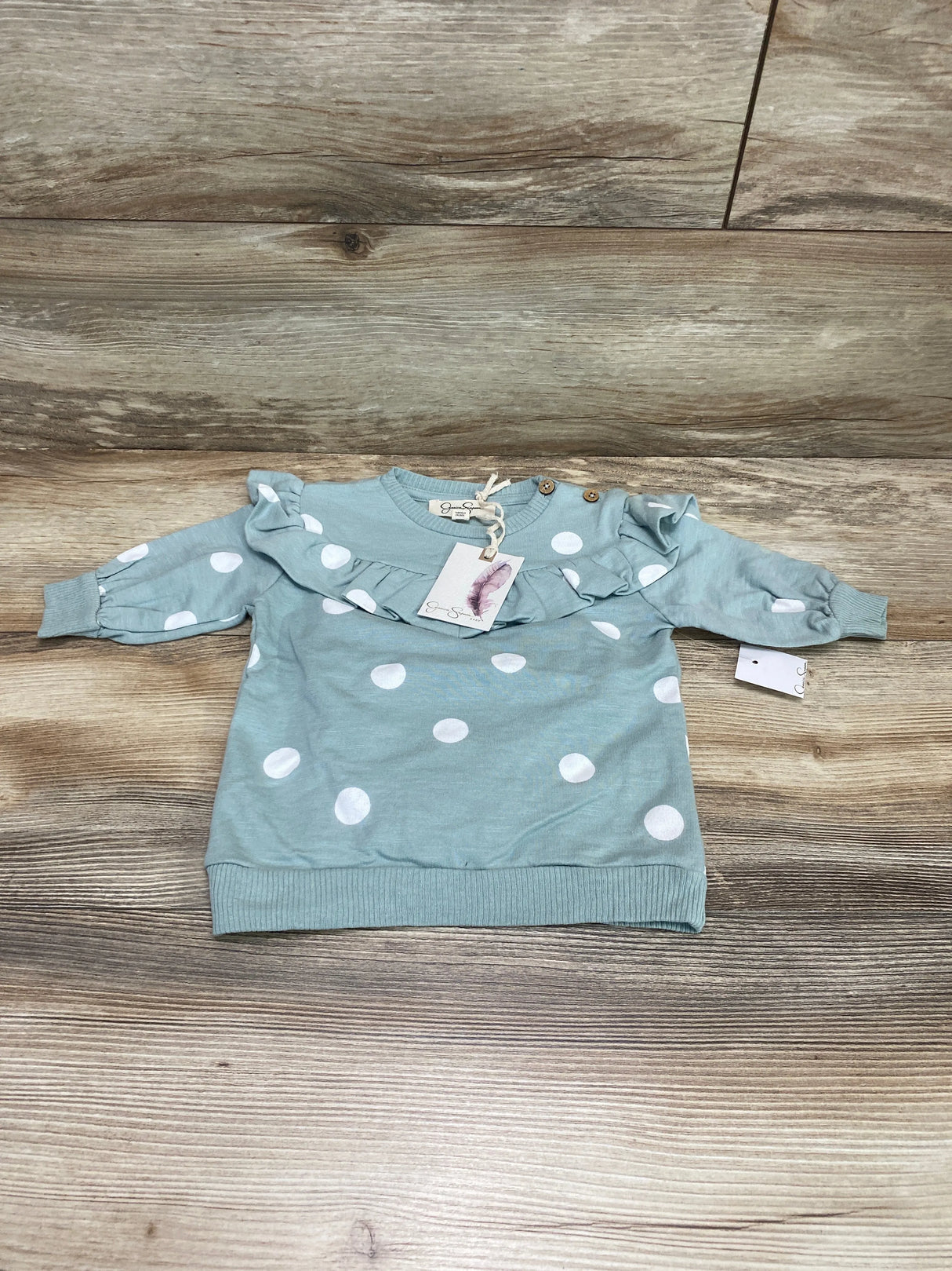 NEW Jessica Simpson Polka Dot Sweatshirt Dress & Bloomers Green sz 3-6m - Me n Mommy To Be