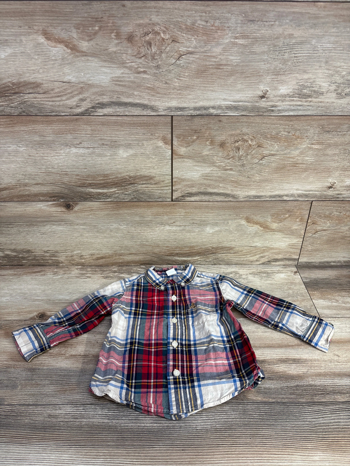 Baby Gap Plaid Button Up Shirt Red sz 18-24m