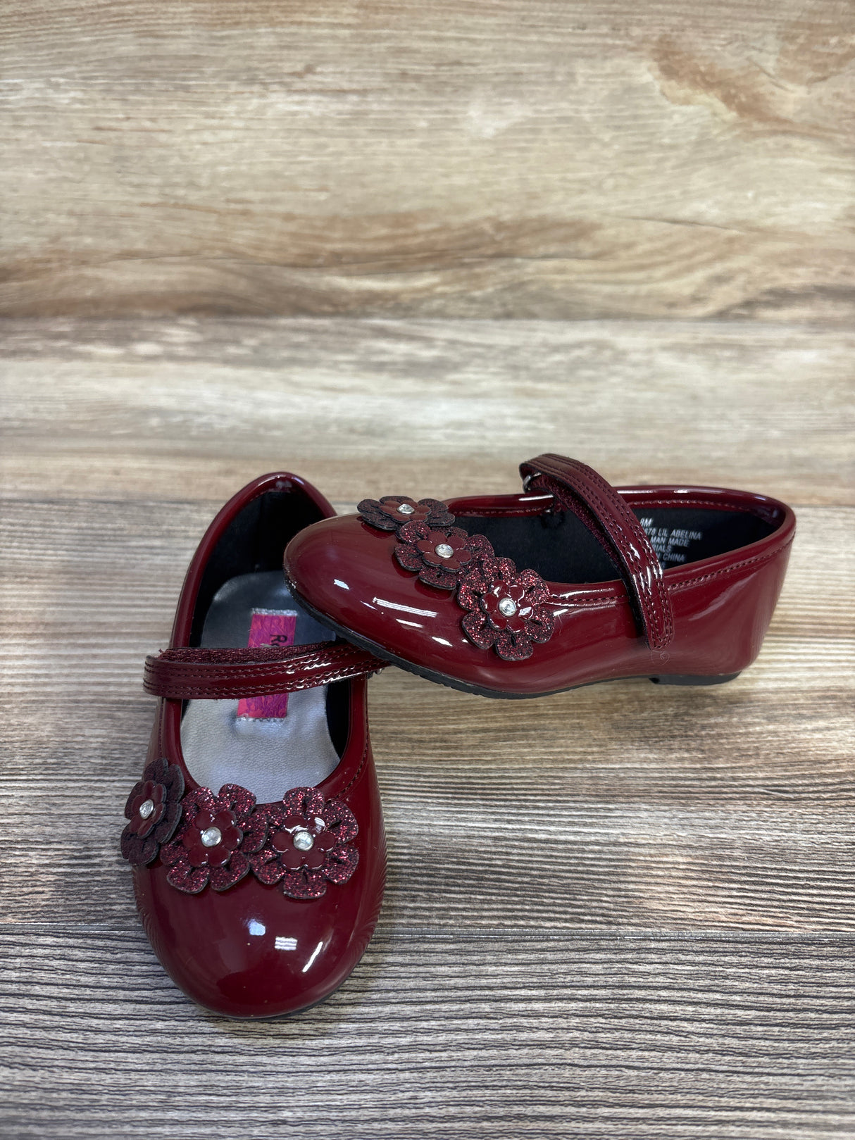 Rachel Shoes Lil' Abelina Flats Burgundy sz 8c