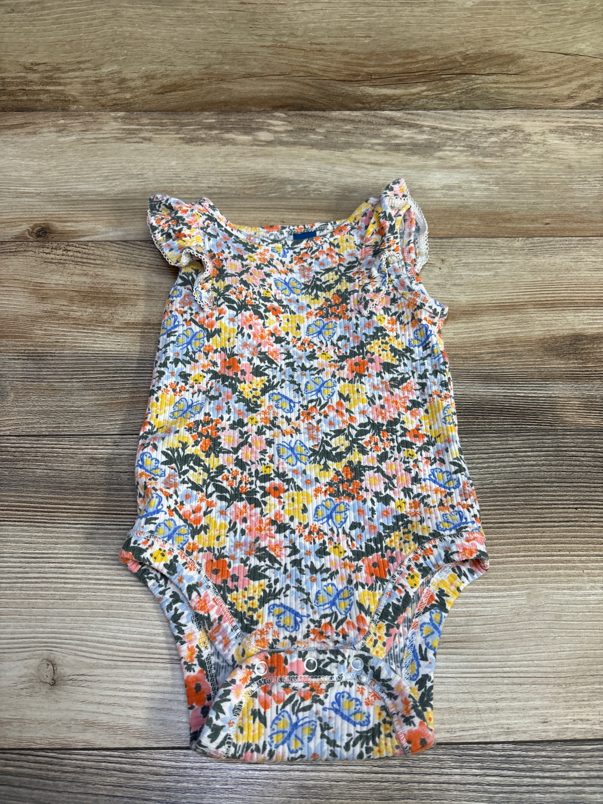 Old Navy Floral Ribbed Bodysuit White sz 18-24m