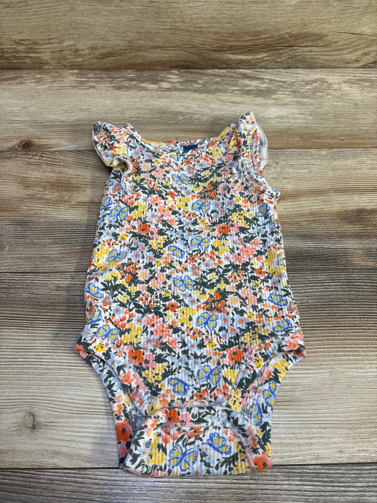 Old Navy Floral Ribbed Bodysuit White sz 18-24m