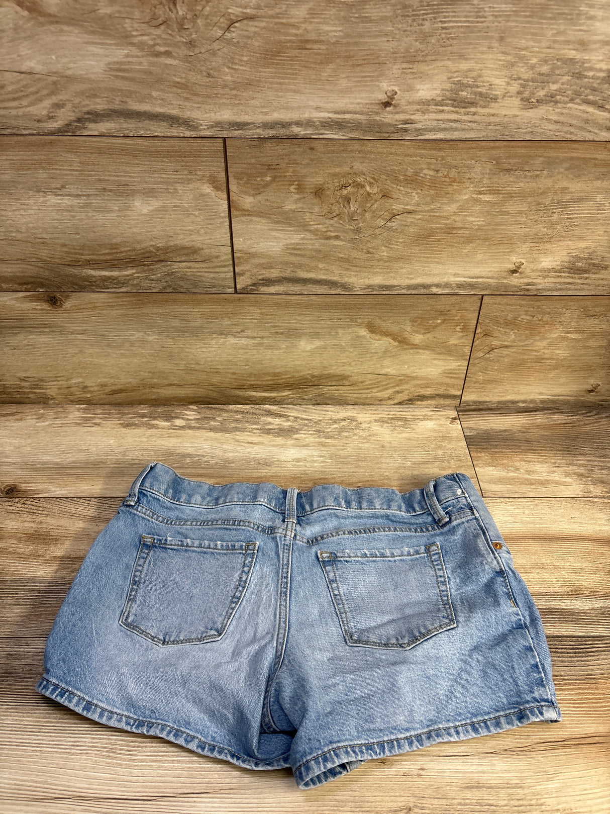Isabel Maternity Side Panel Midi Denim Shorts Blue sz 4/Small