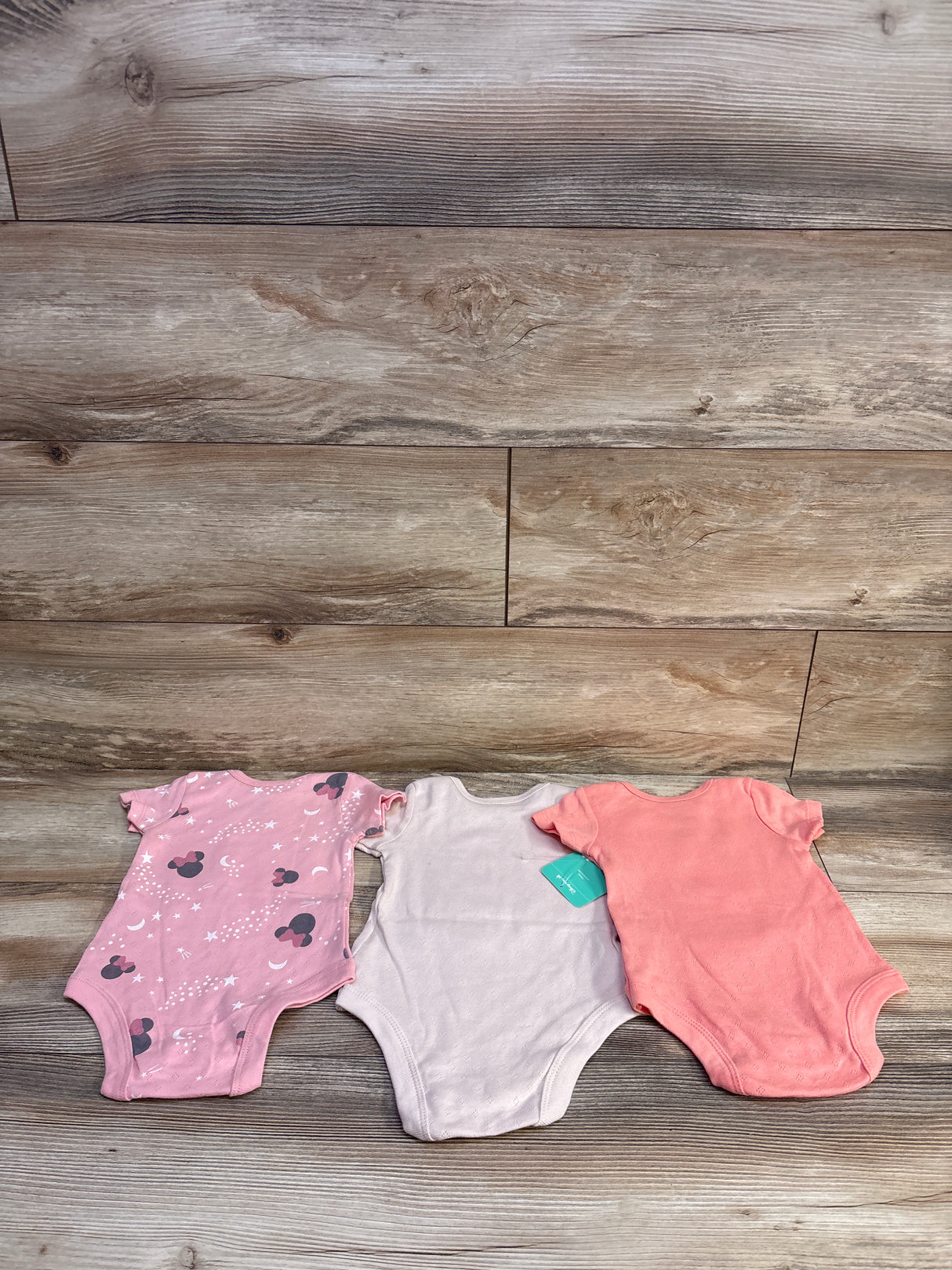 NEW Disney Baby 3pk Minnie Mouse Pointelle Bodysuits Pink sz 3-6m