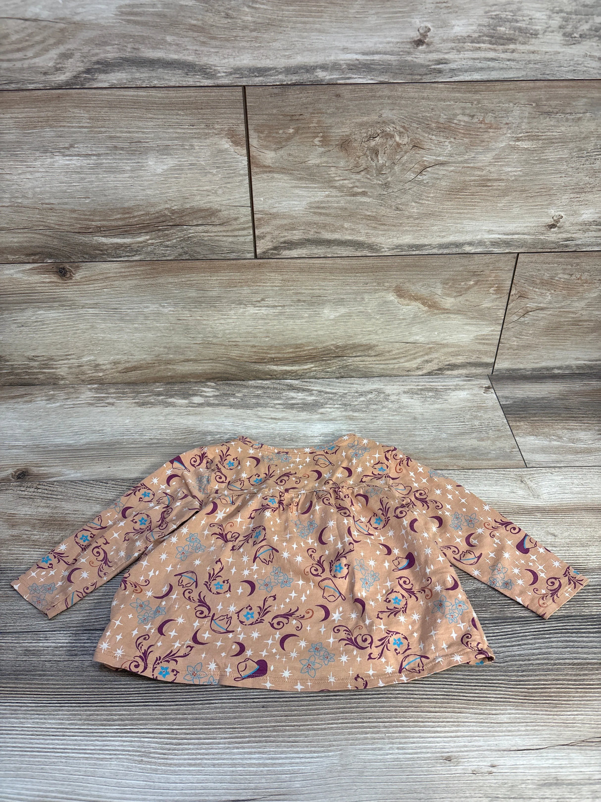 Wrangler Cowboy Hats & Flowers Tan Top sz 12m