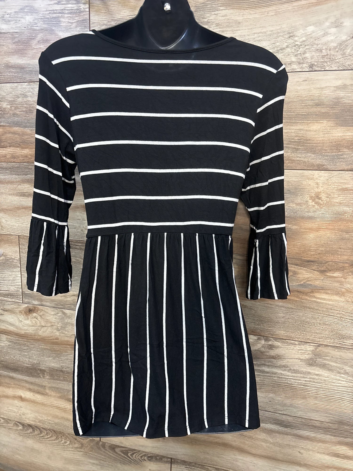 Pink Blush Striped Peplum Ruffle Top Black sz Small - Me n Mommy To Be