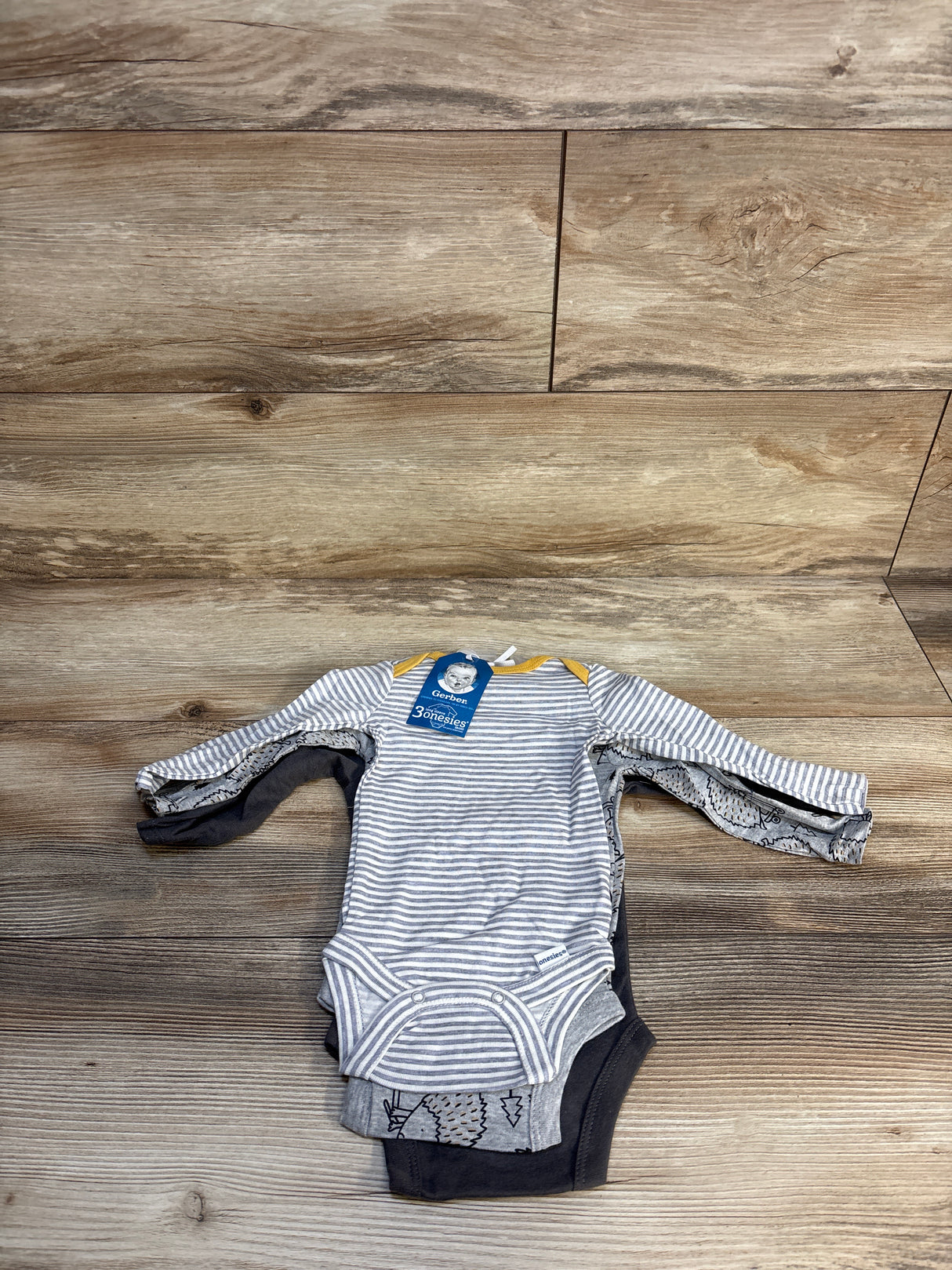 NEW Gerber 3pk Hello Little Friend Bodysuit Set Grey sz 0-3m