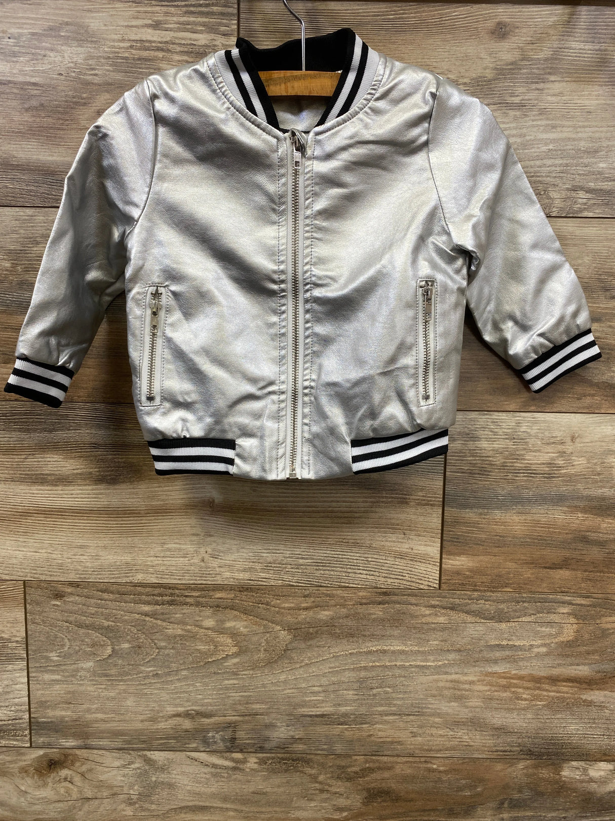 Pleather Balmer Jacket Silver sz 12-18m