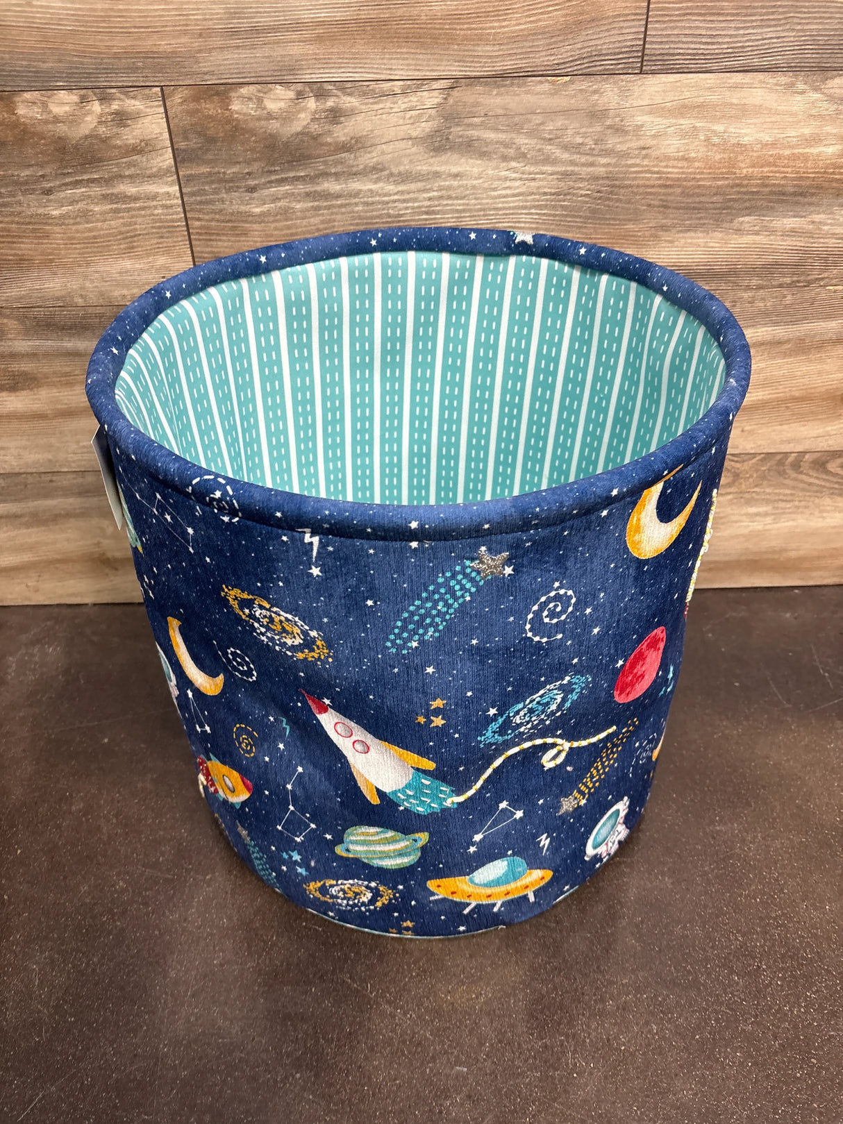 NEW Space Theme Canvas Laundry Basket Navy