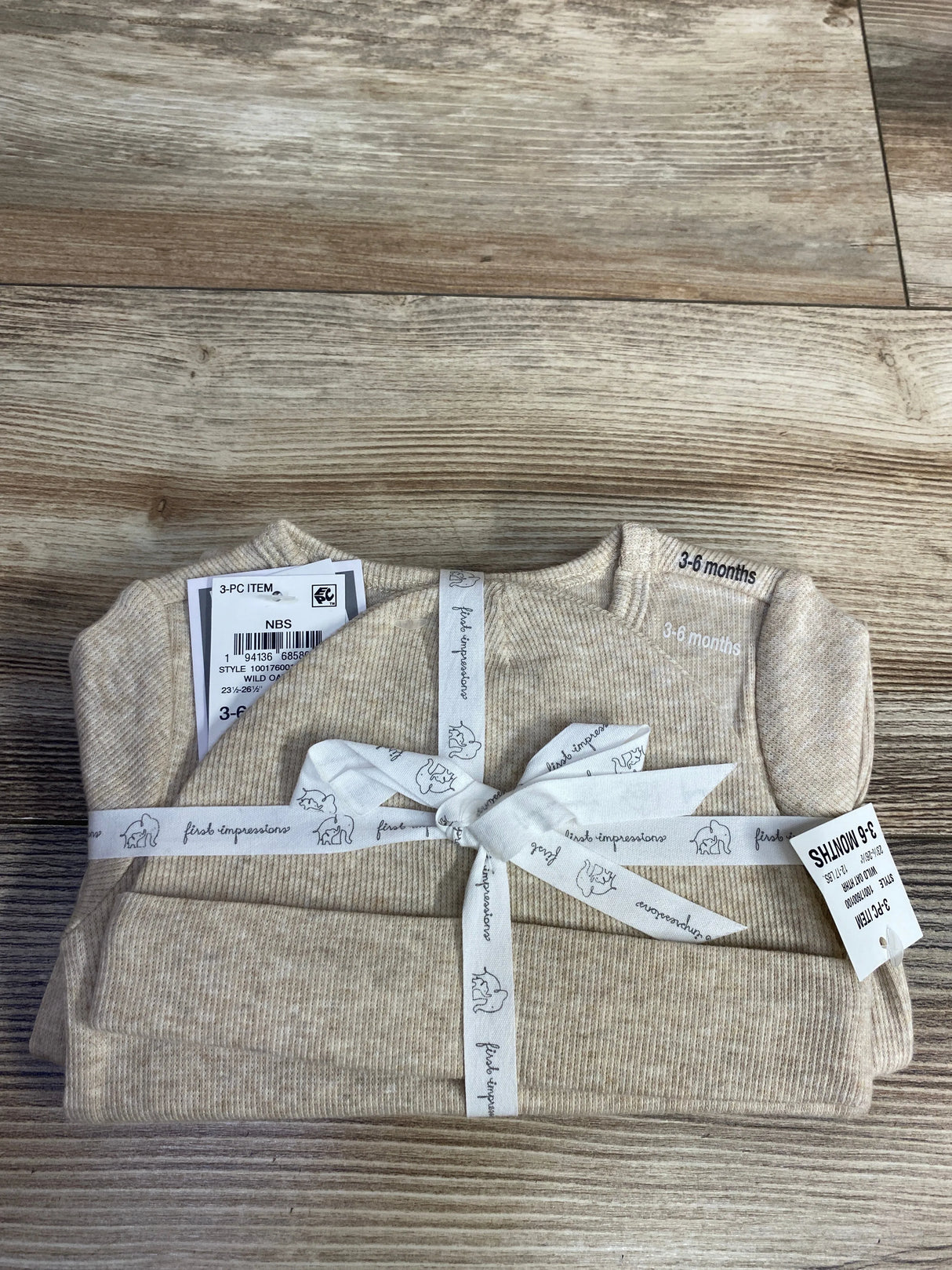 NEW First Impressions 3pc Shirt & Pants Set In Wild Oat sz 3-6m