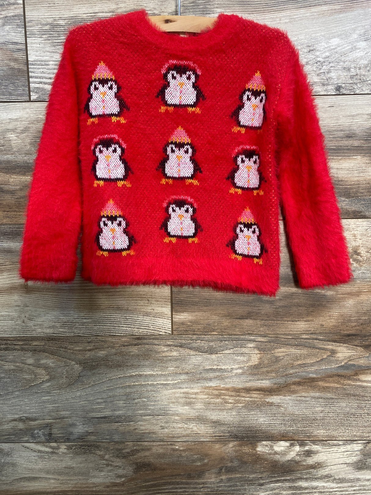 NEW Tucker+ Tate Red Pepper Penguin Fuzzy Sweater sz 3T